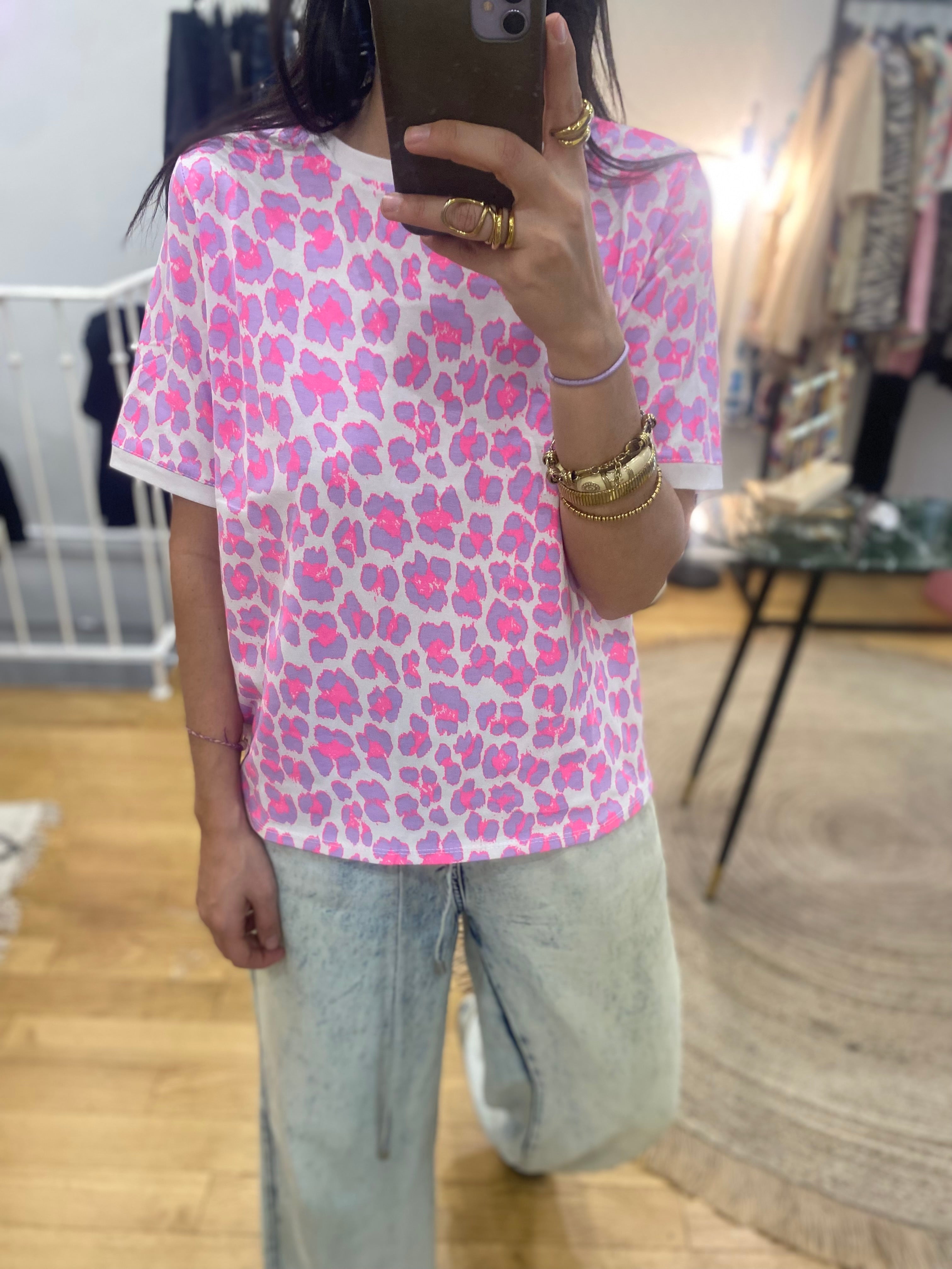 T-shirt « Mila » leopard rose