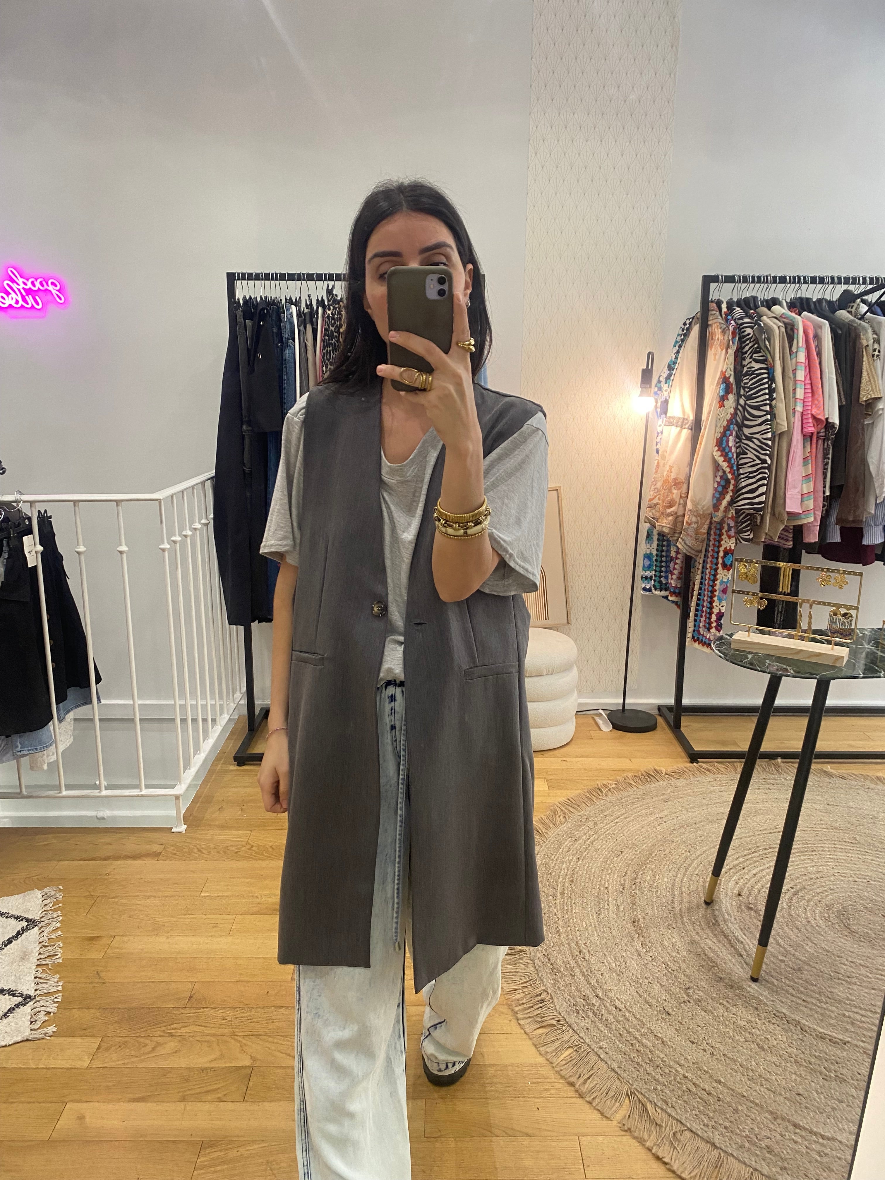Veste longue « Alison » grise