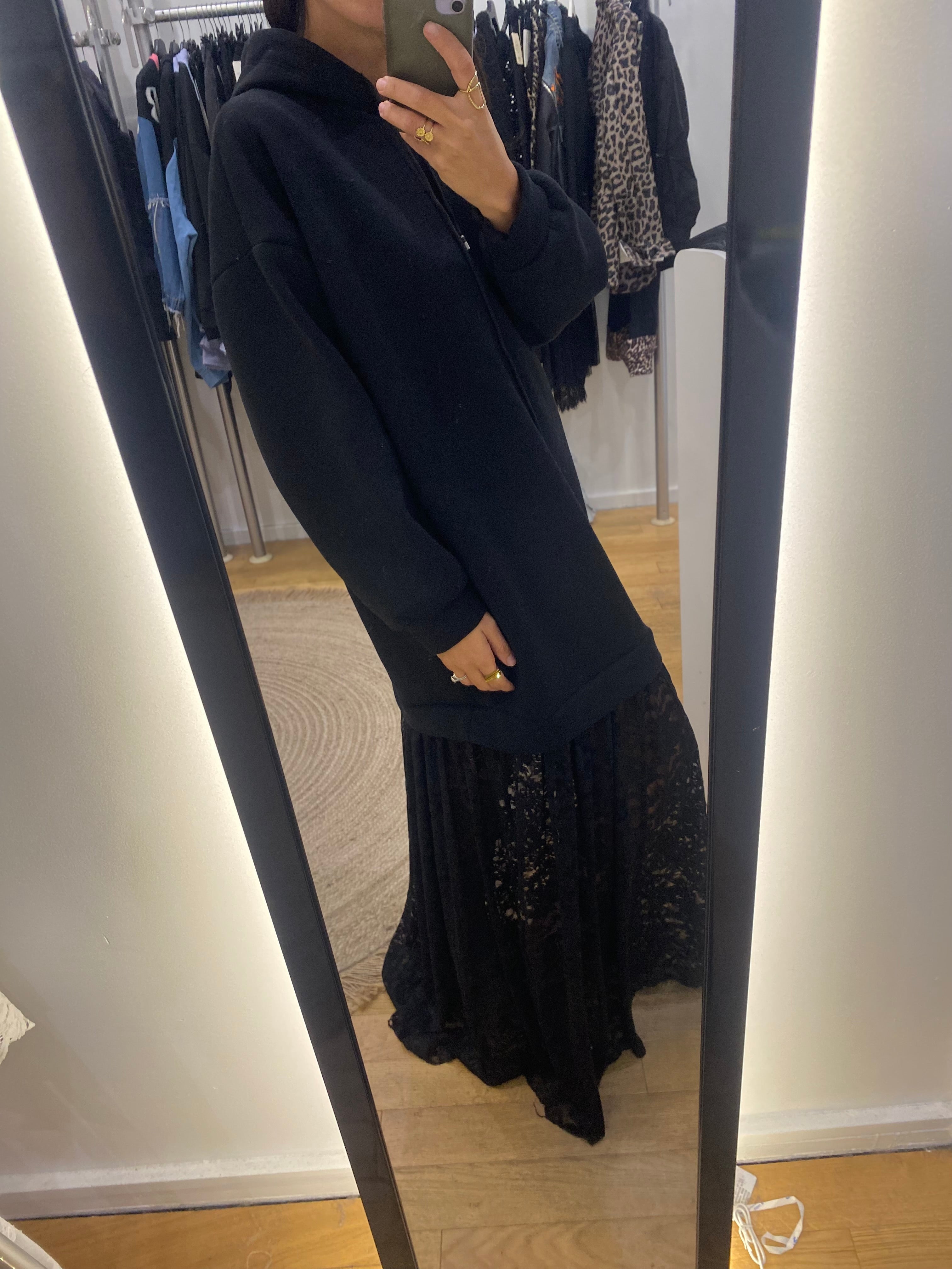 Robe sweat dentelle « noya » noir