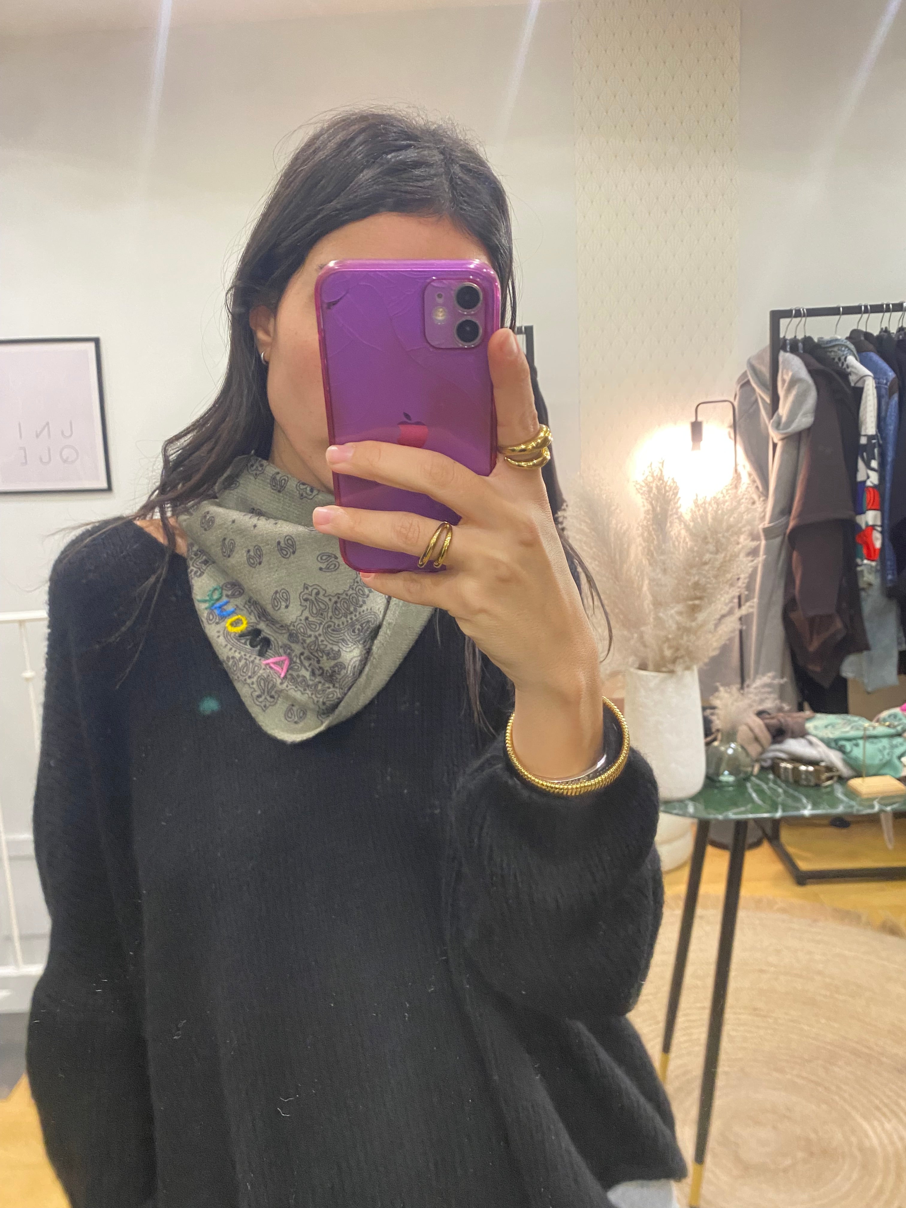 Foulard « Amour » kaki