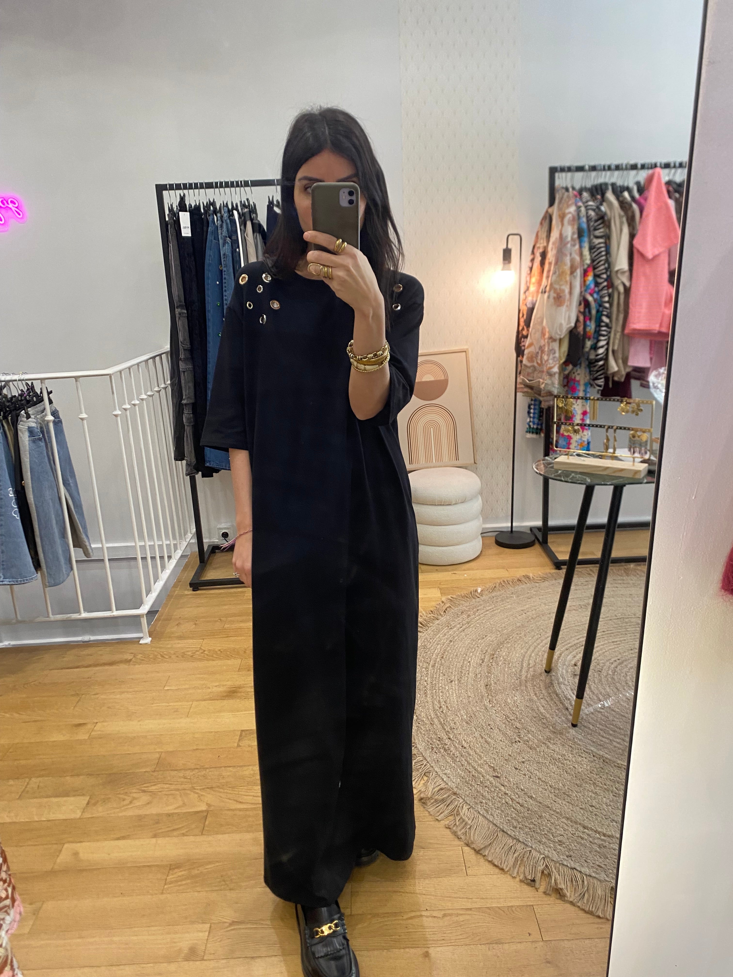 Robe œillet « Ary » noir