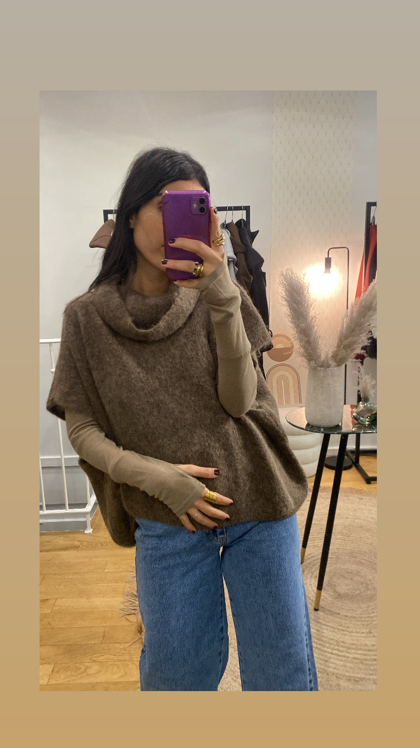 Top mitaine « Carole » taupe