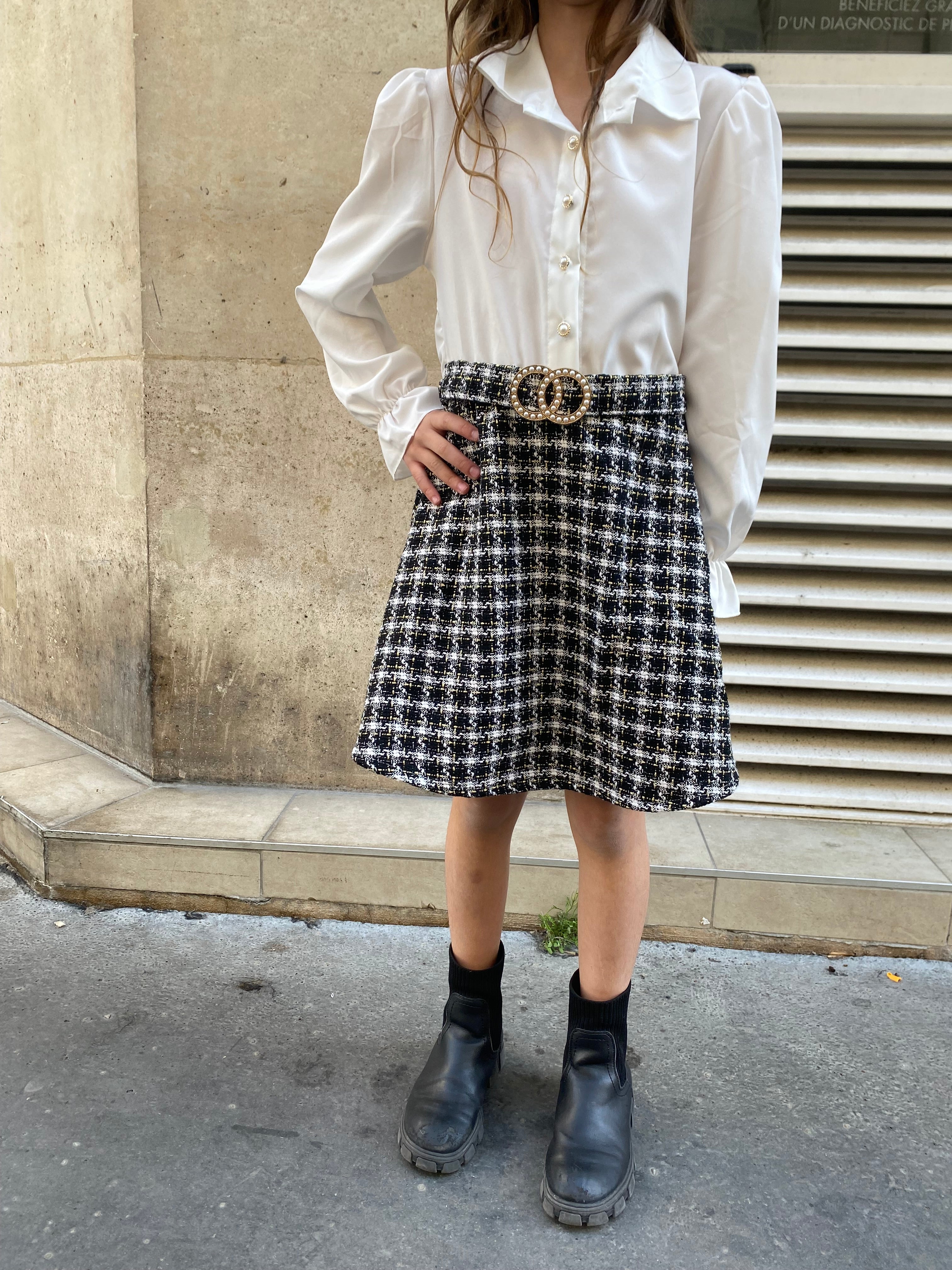 Robe « Bella » tweed noir