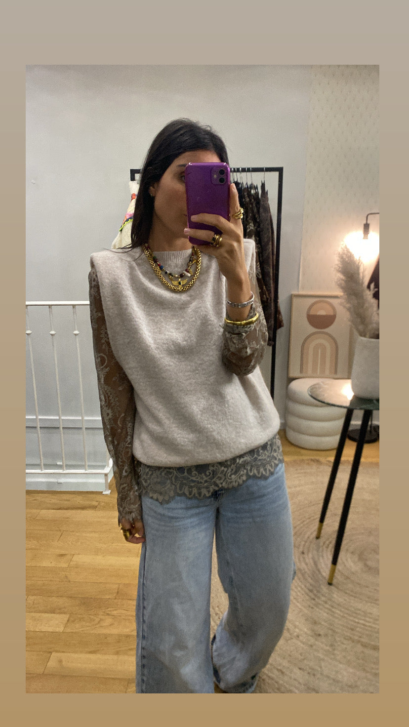 Pull « Kim » épaulette écru