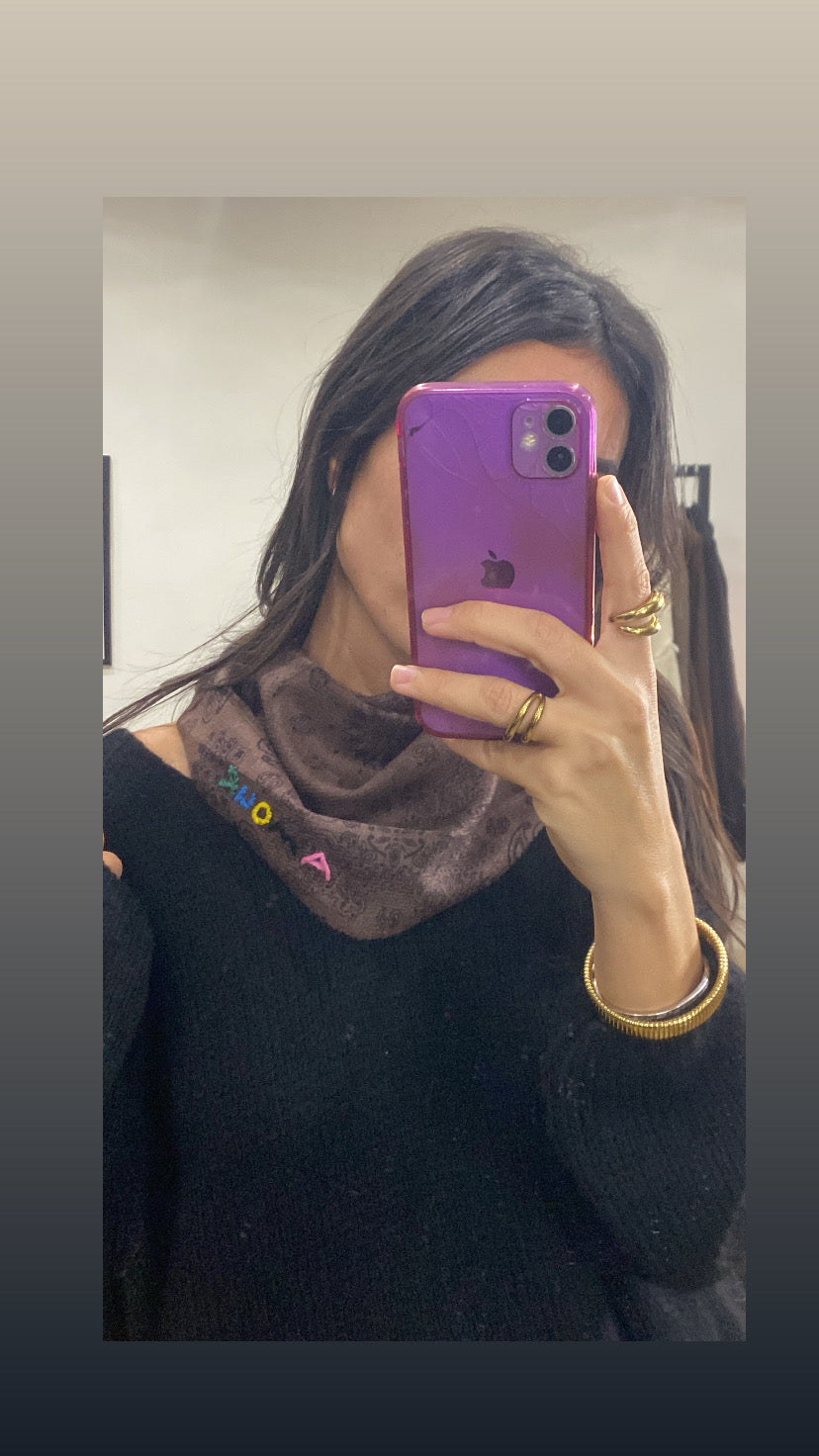 Foulard « Amour » bandana marron