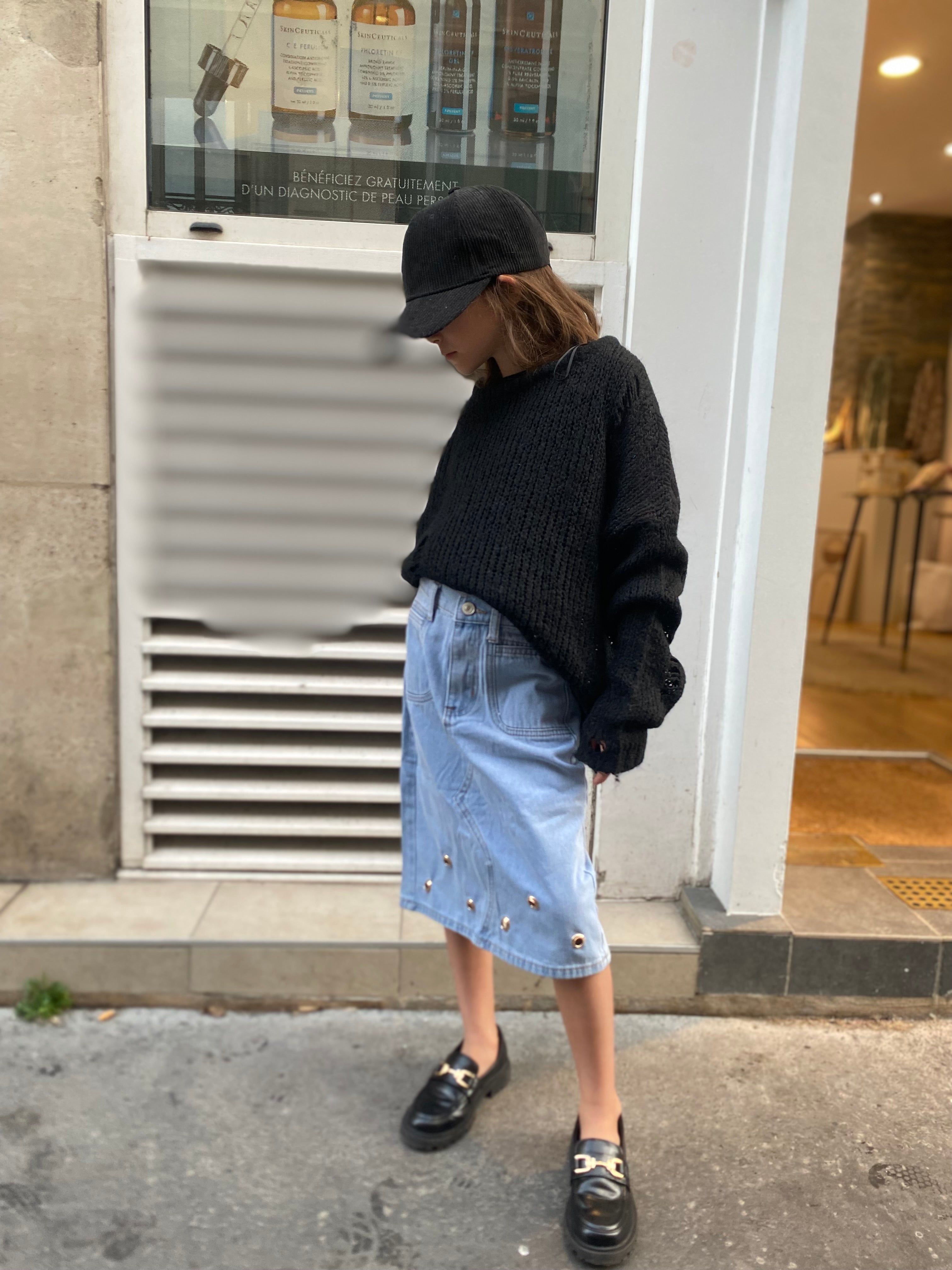 Jupe en jeans à œillet « Léa »