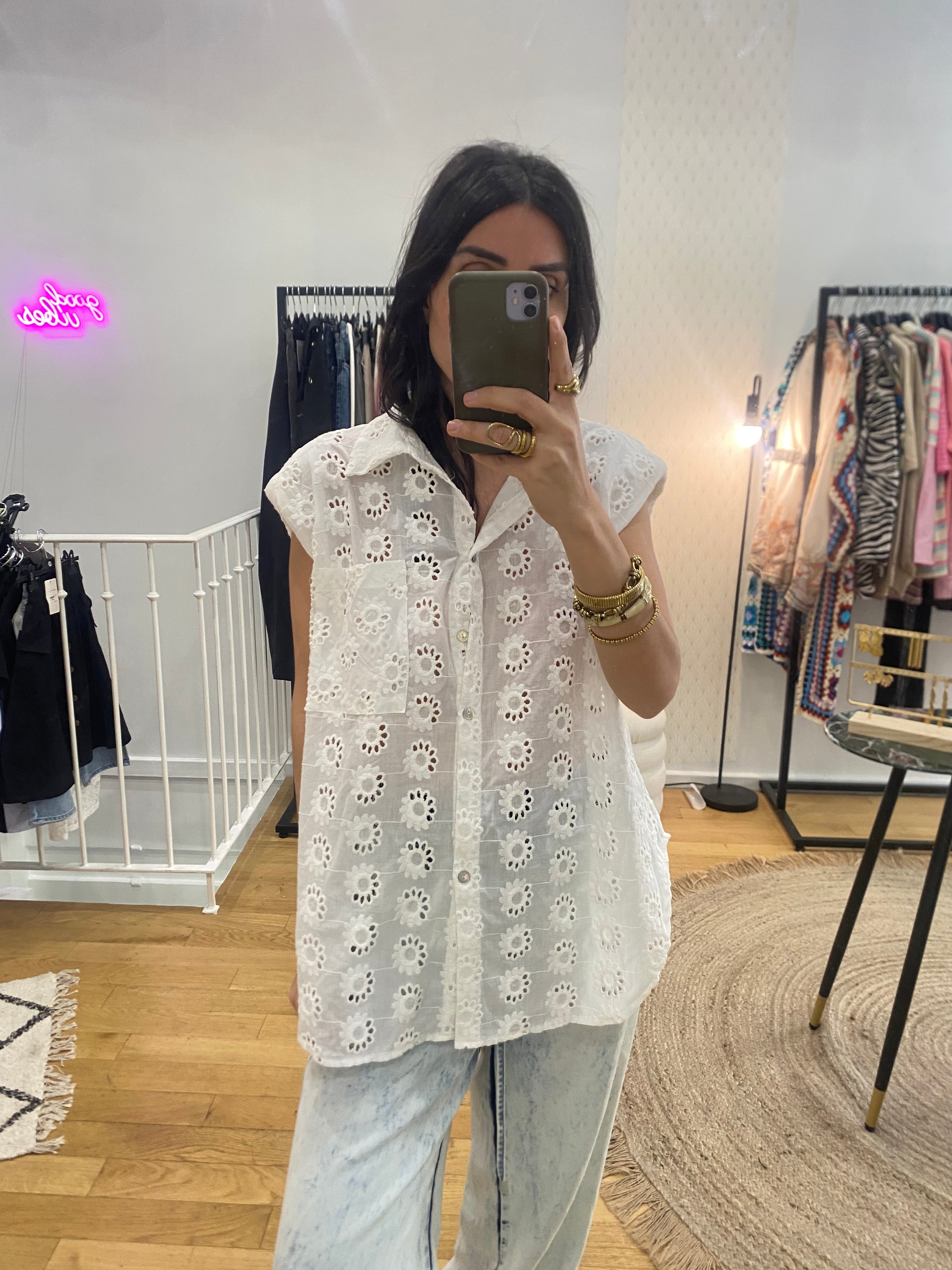 Chemise « Lola » dentelle blanche