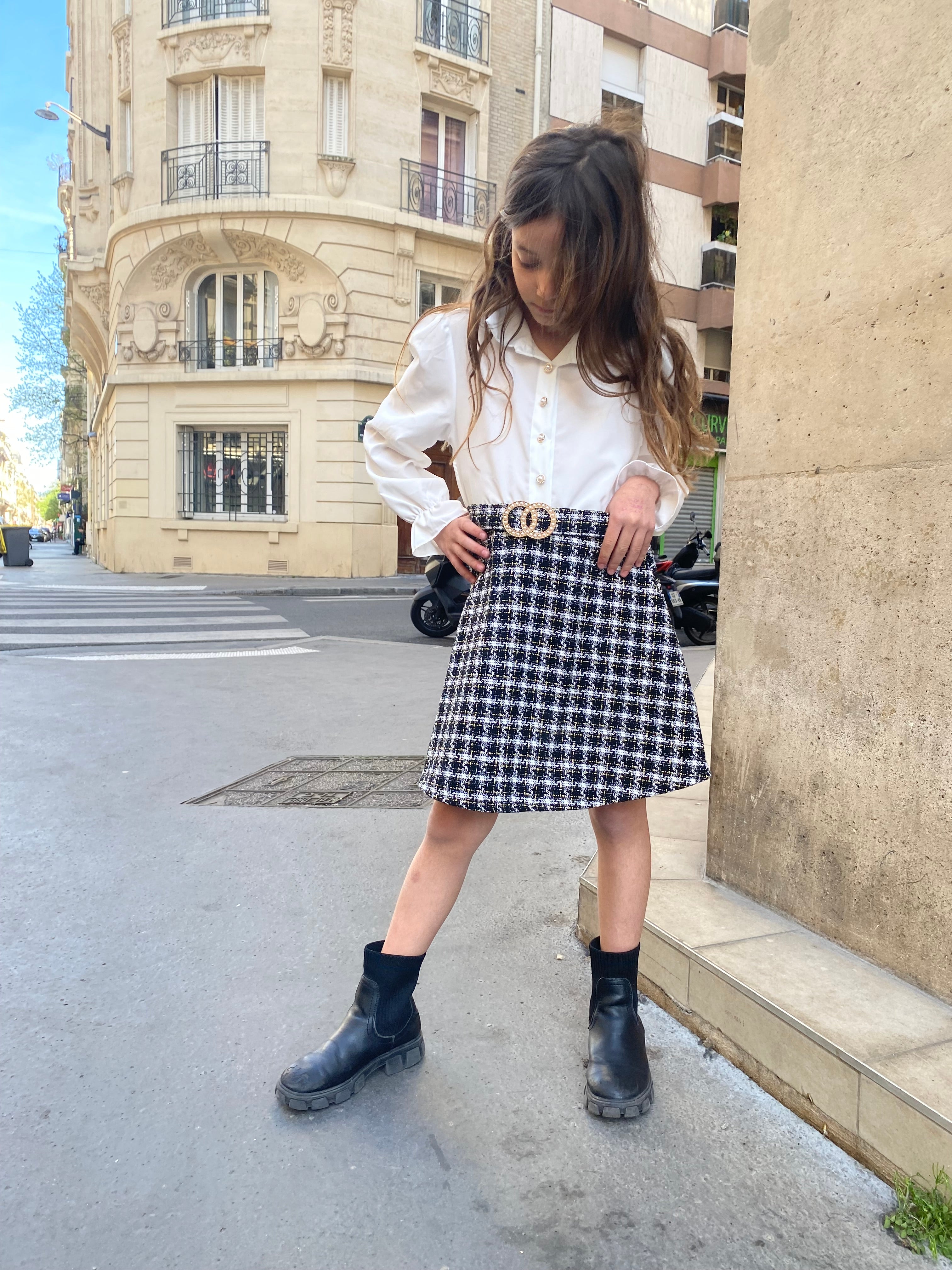 Robe « Bella » tweed noir