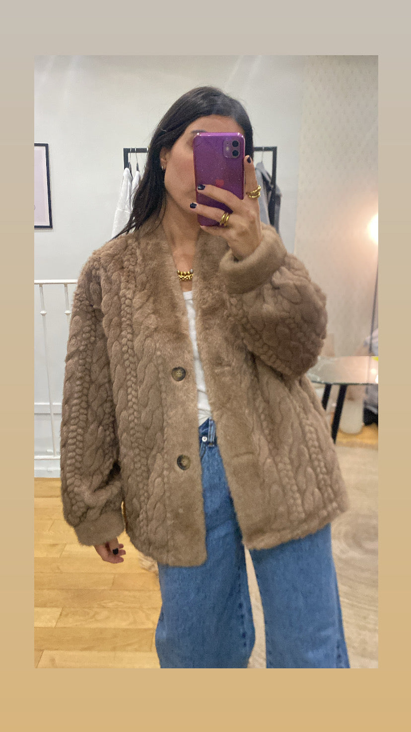 Veste « Bella » fausse fourrure camel
