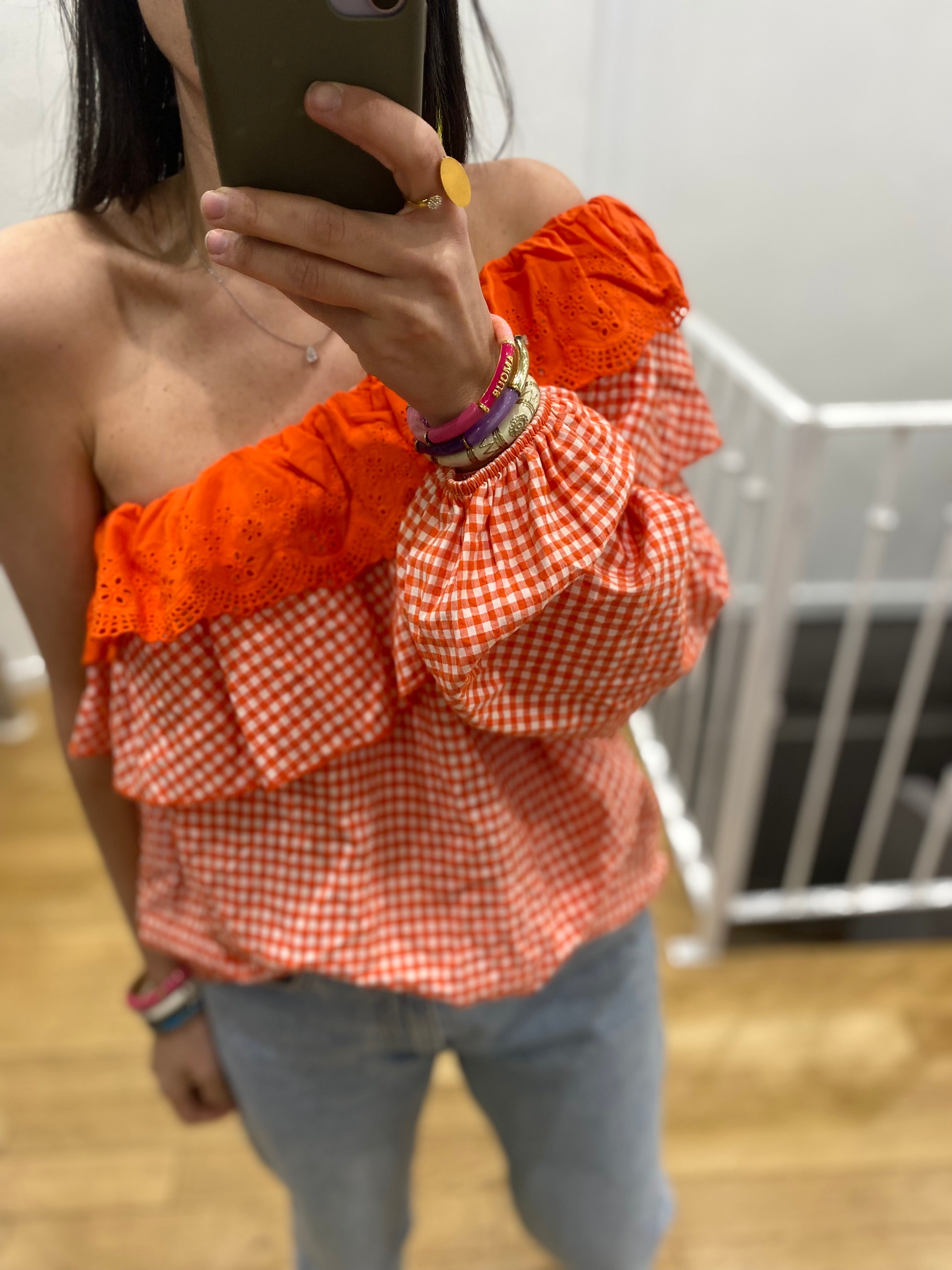 Top asymétrique « Bella » orange