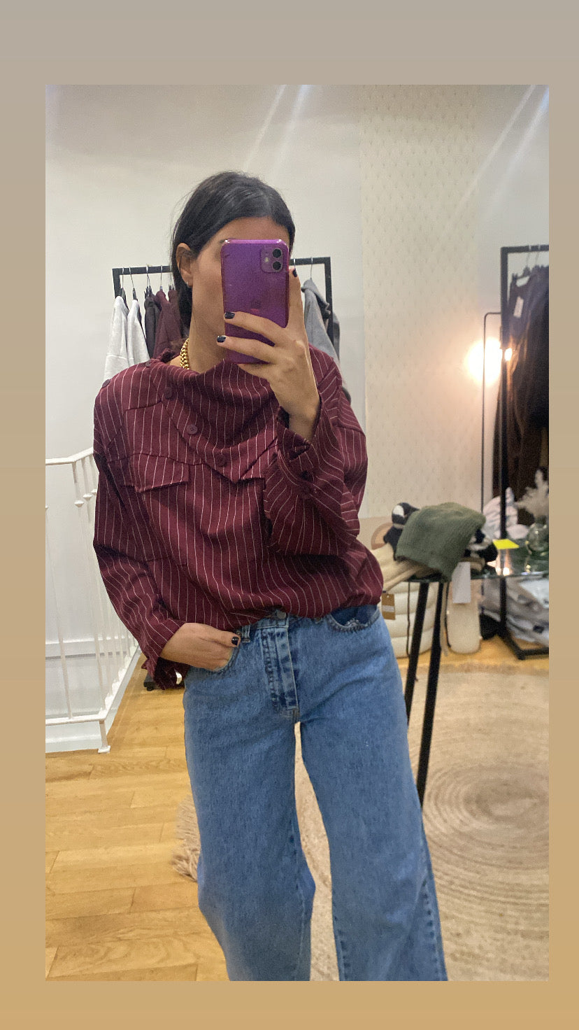 Top « Sinaï » rayé bordeaux