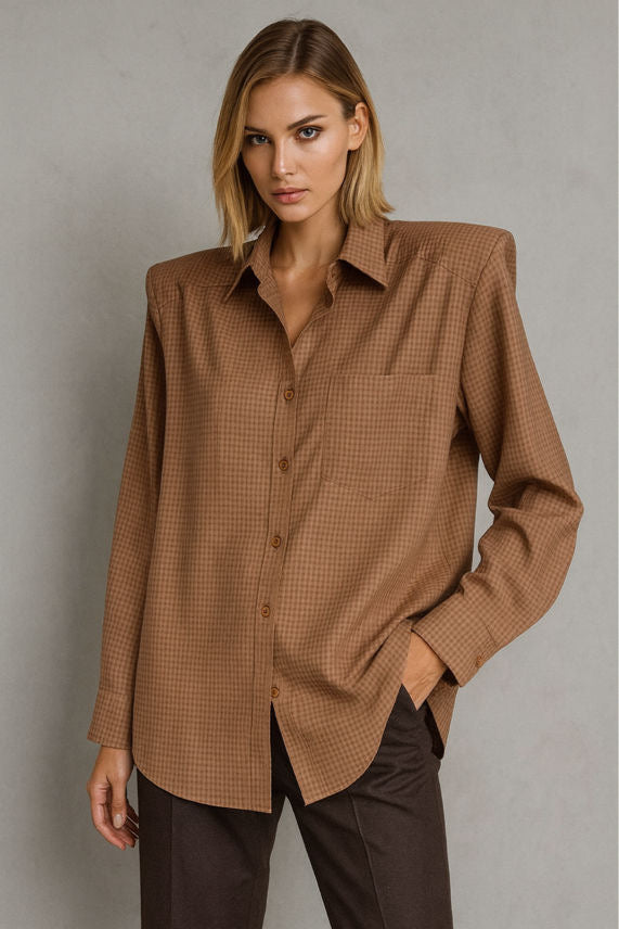 Chemise épaulette carreaux choco
