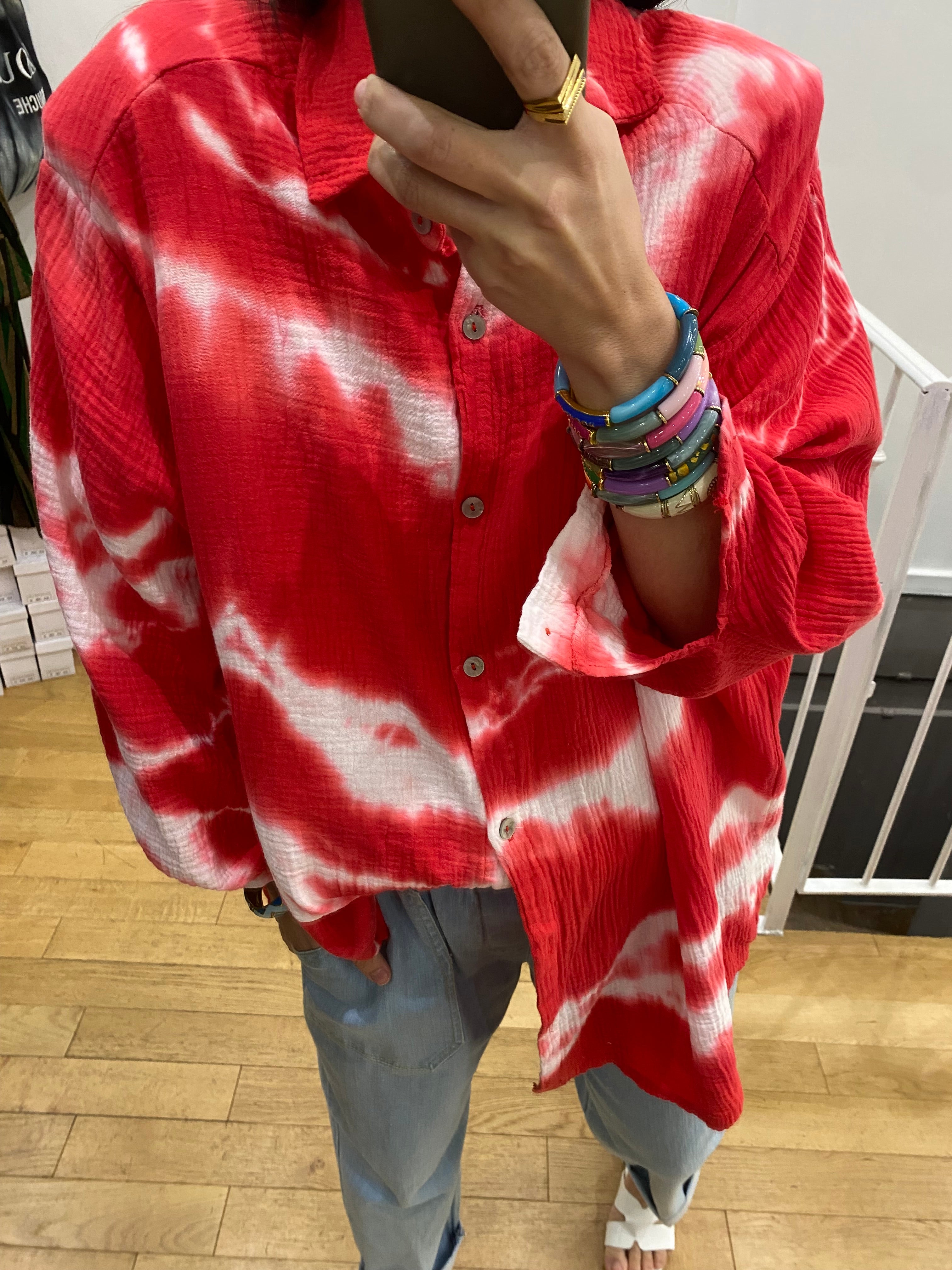 Chemise tie and dye « Elize » rouge