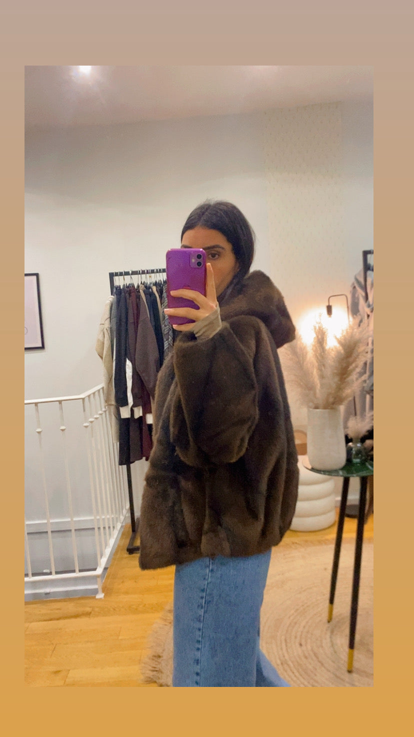 Veste « charlie »en fausse fourrure marron