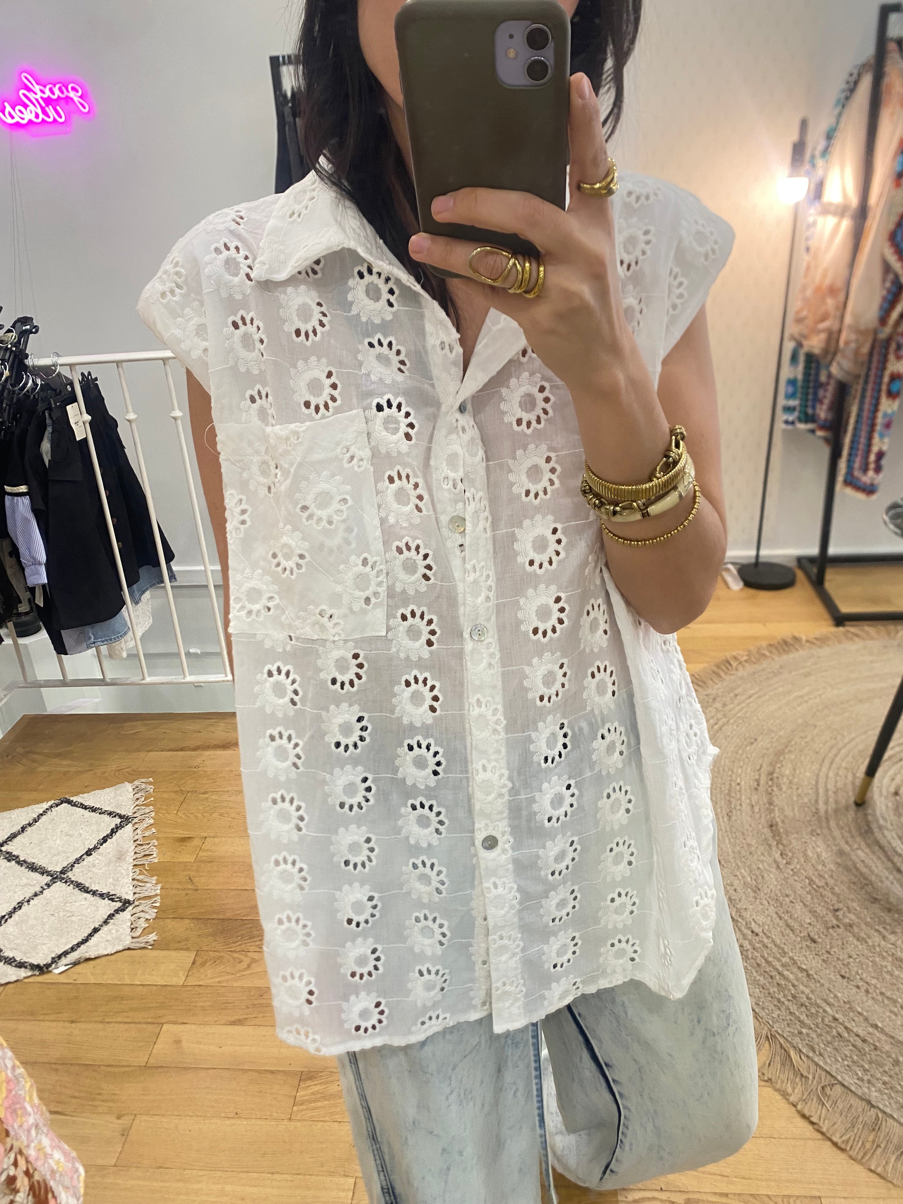 Chemise « Lola » dentelle blanche