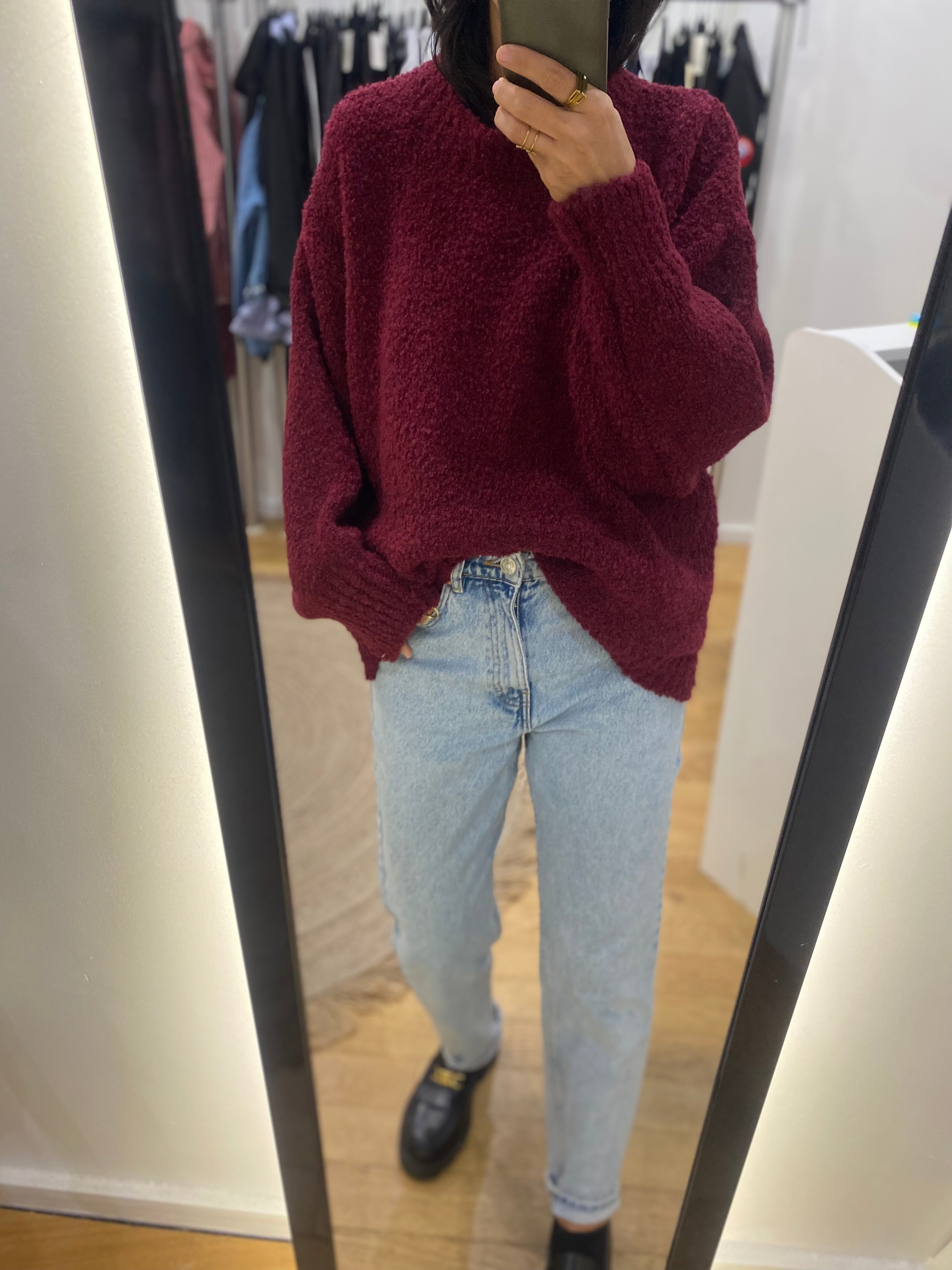 Pull bouclette « Lola » bordeaux