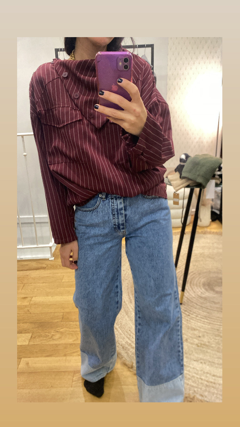 Top « Sinaï » rayé bordeaux