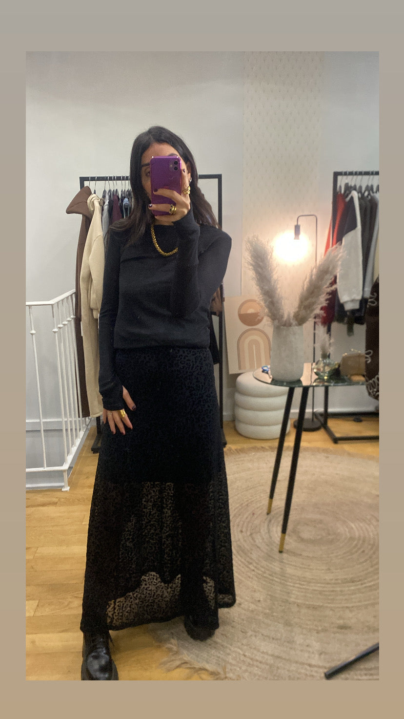 Top mitaine « Carole » noir