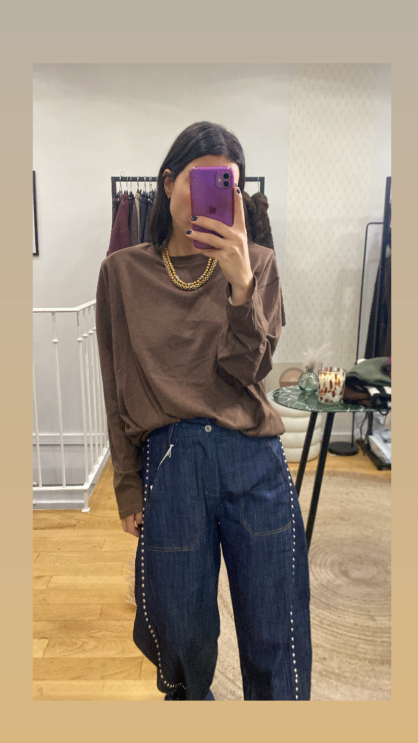 T-shirt épaulette marron