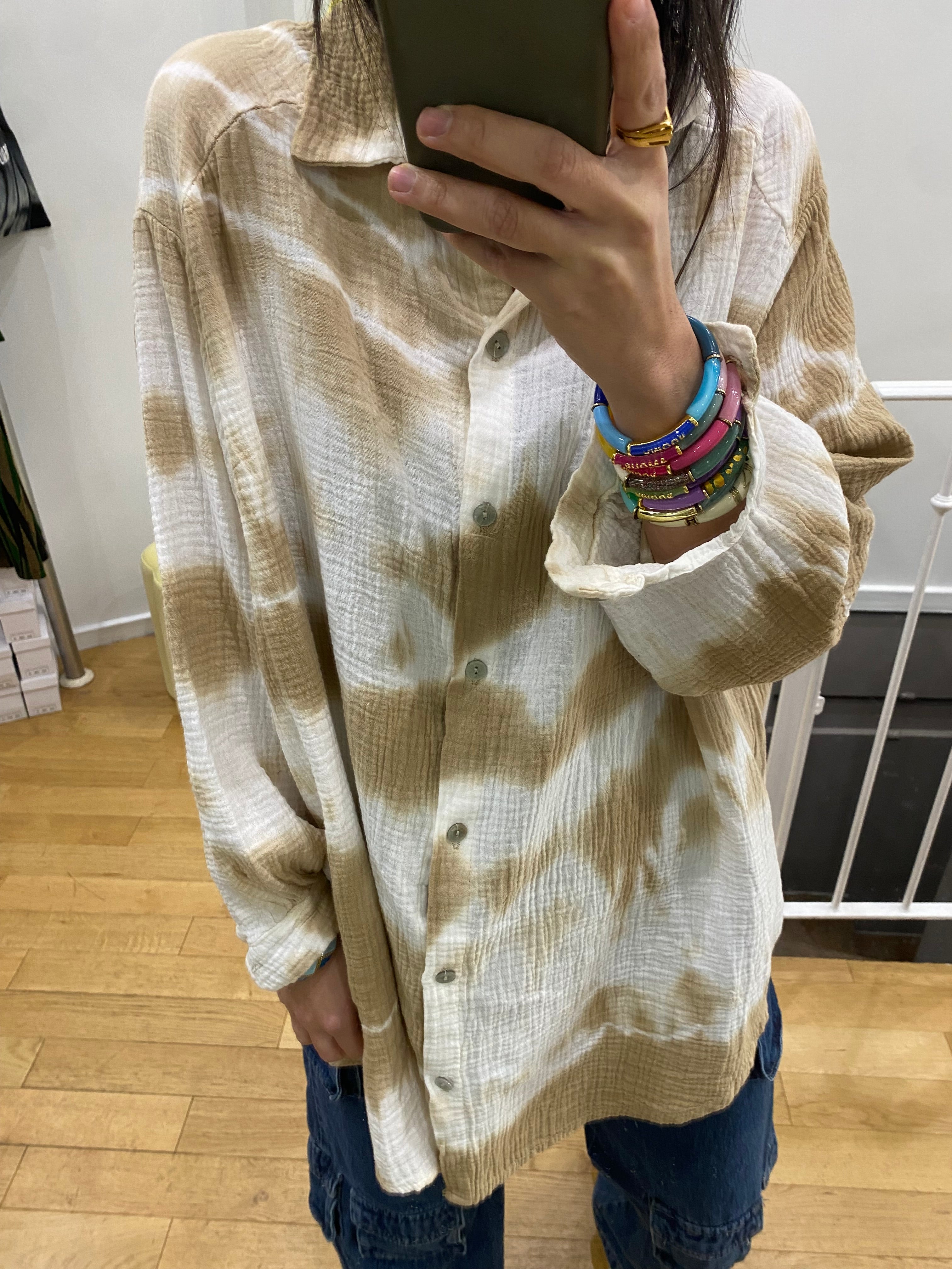 Chemise tie and dye « Elize » camel