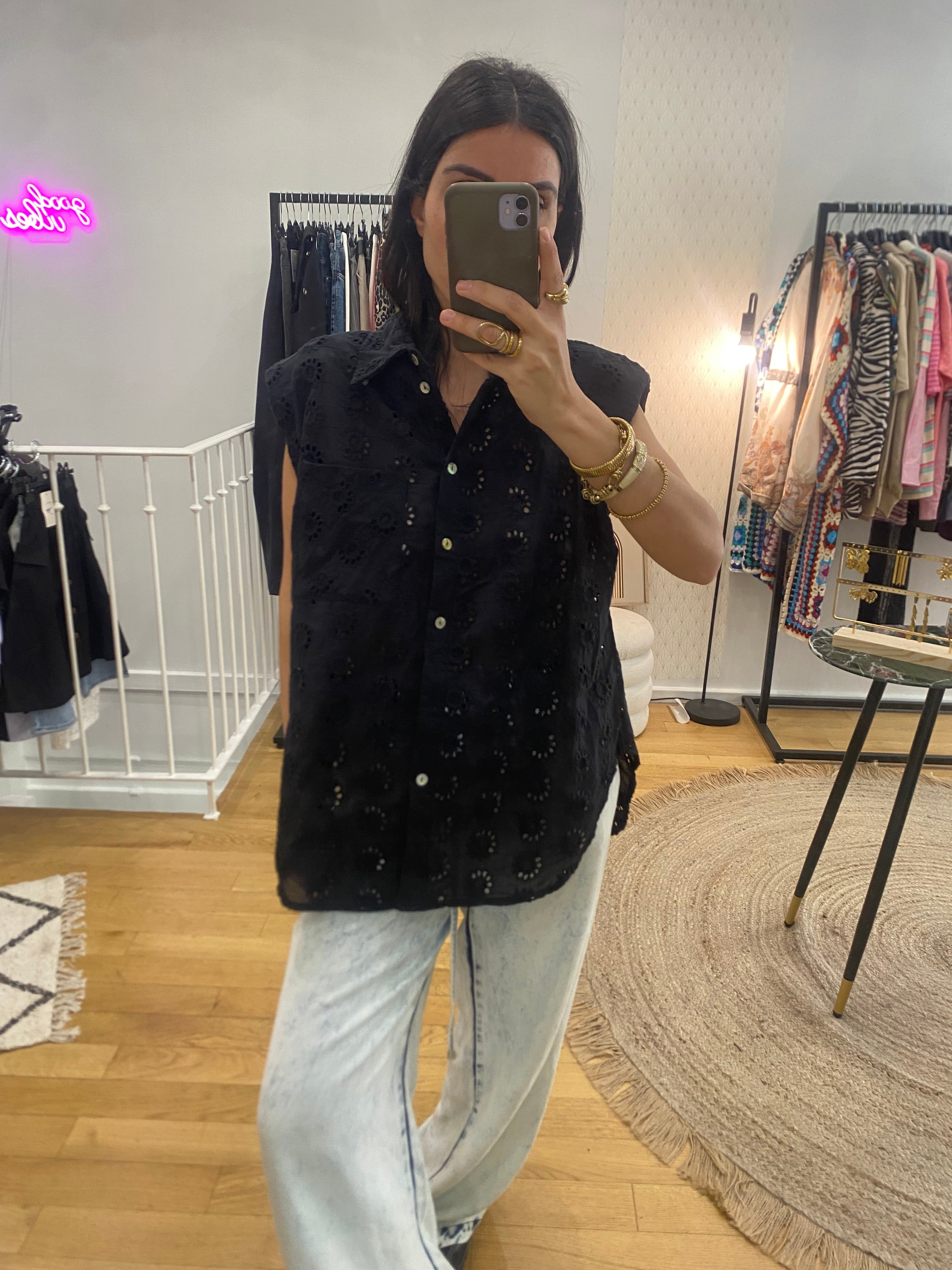 Chemise « Lola » dentelle noir
