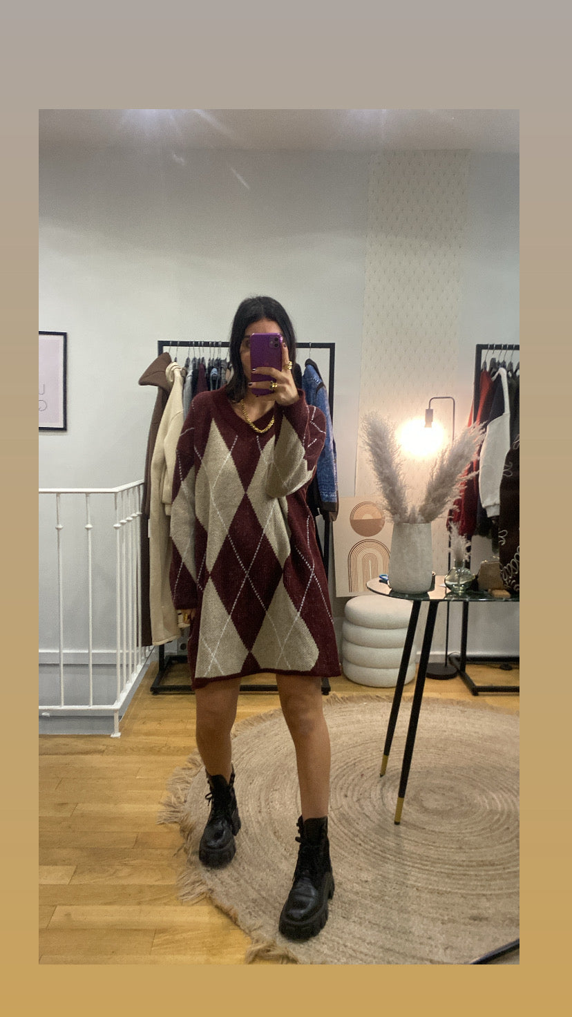 Robe pull « Éden » bordeaux