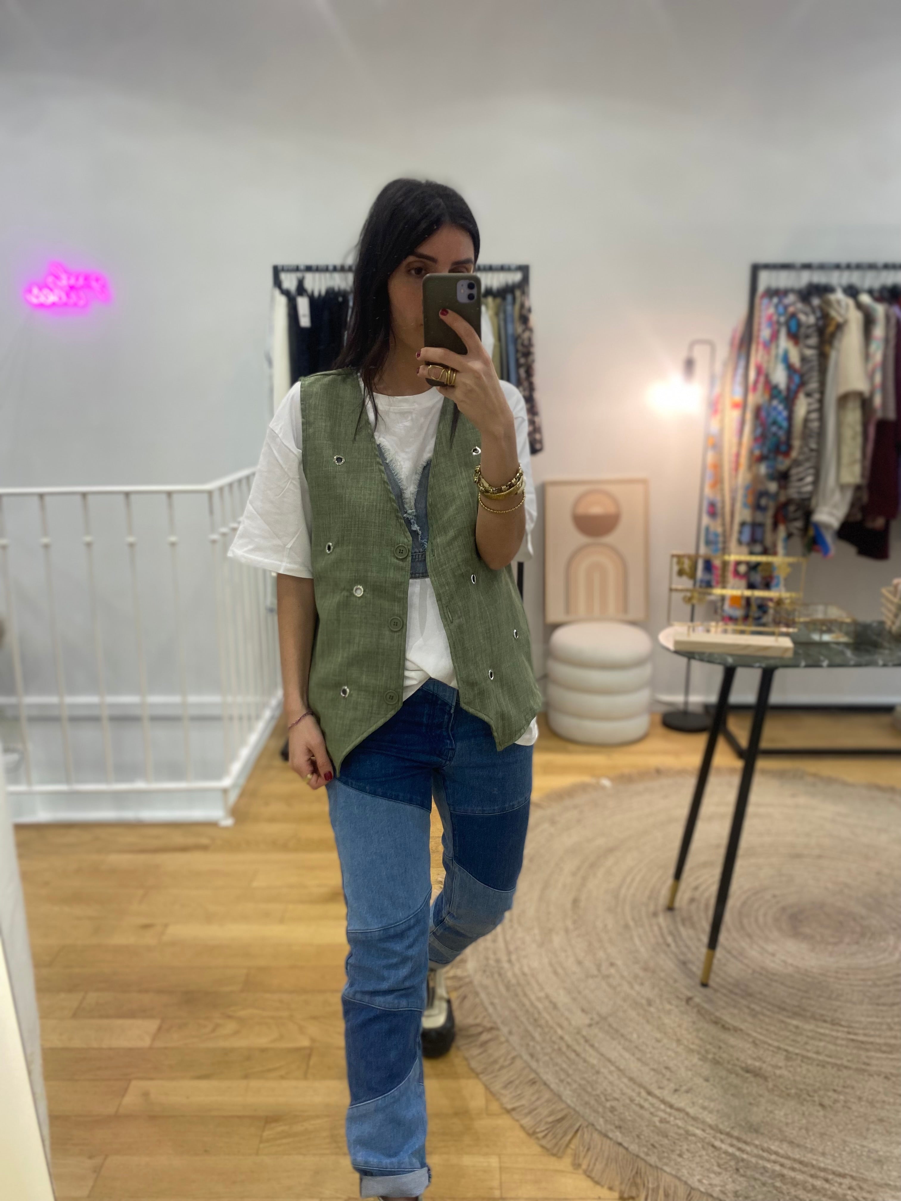 Veste œillet « Perla » kaki