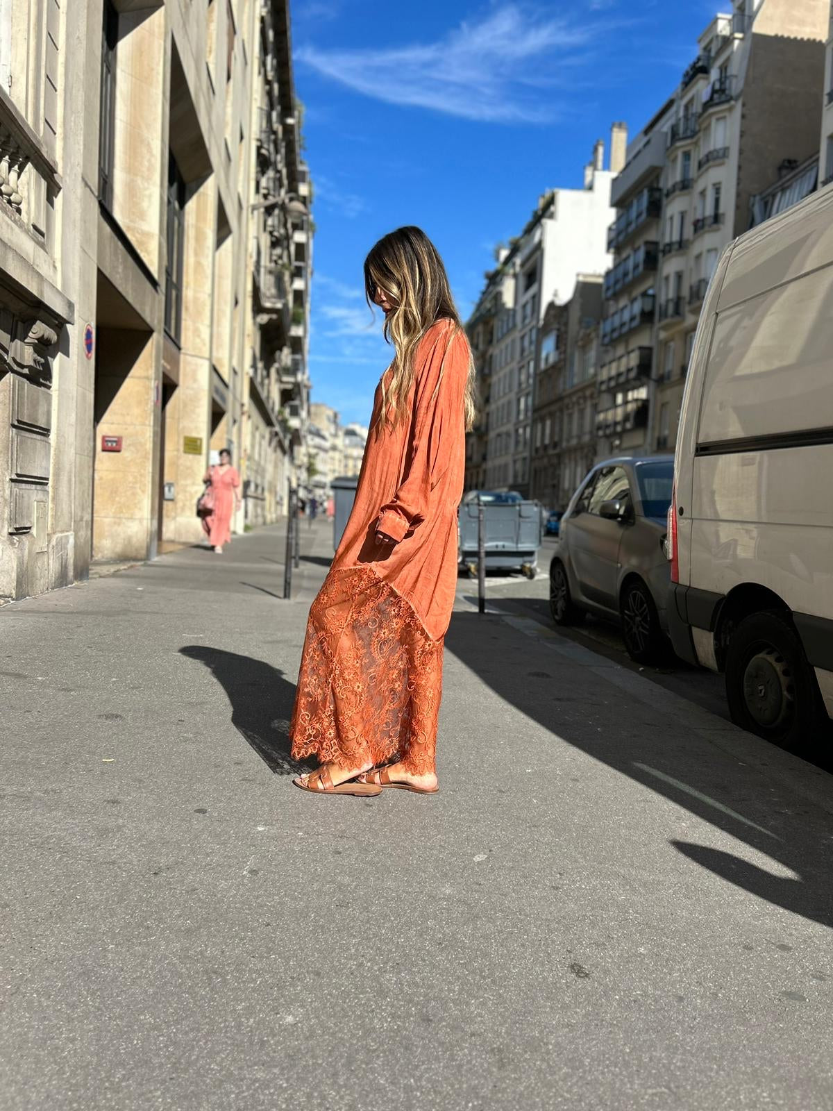 Robe dentelle « Pamela » rouille