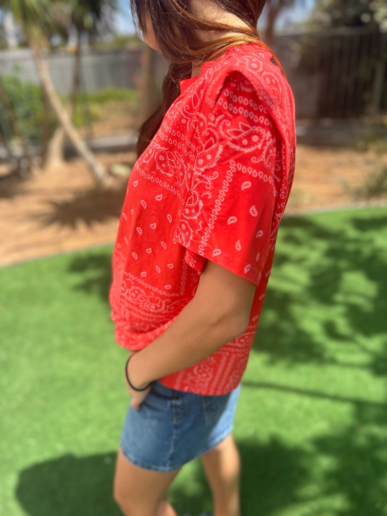 T-shirt « Camille » bandana rouge/ orange