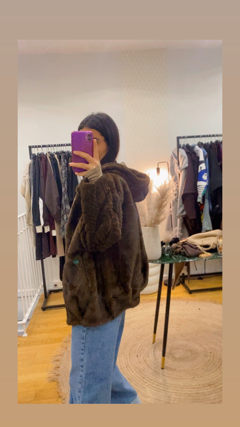 Veste « Mila » fausse fourrure marron