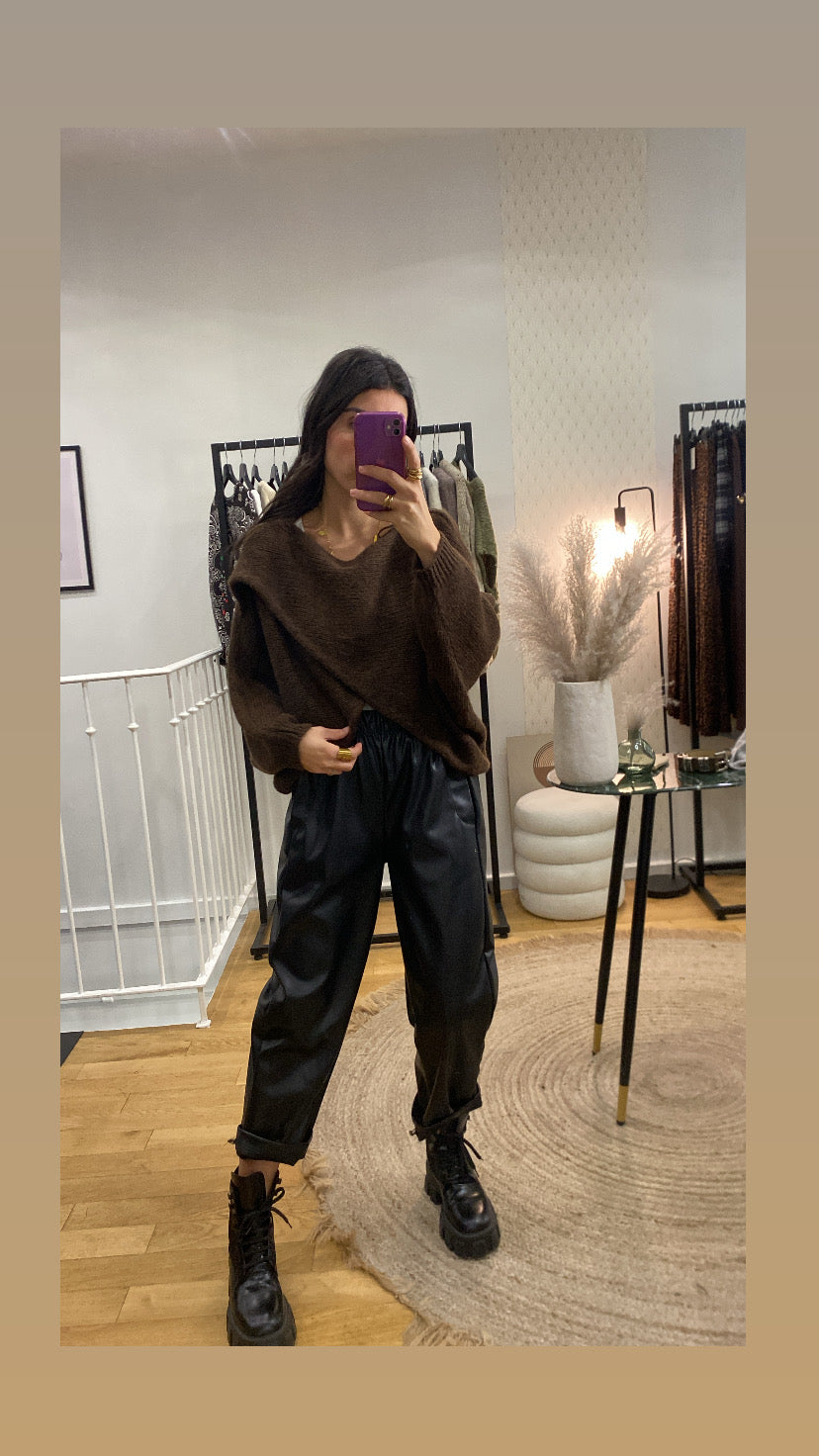 Pull croisé « Alma » marron