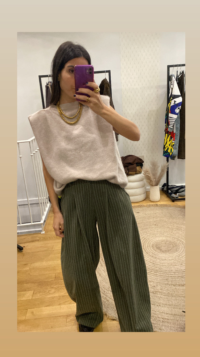 Pantalon « Loulou » rayé kaki