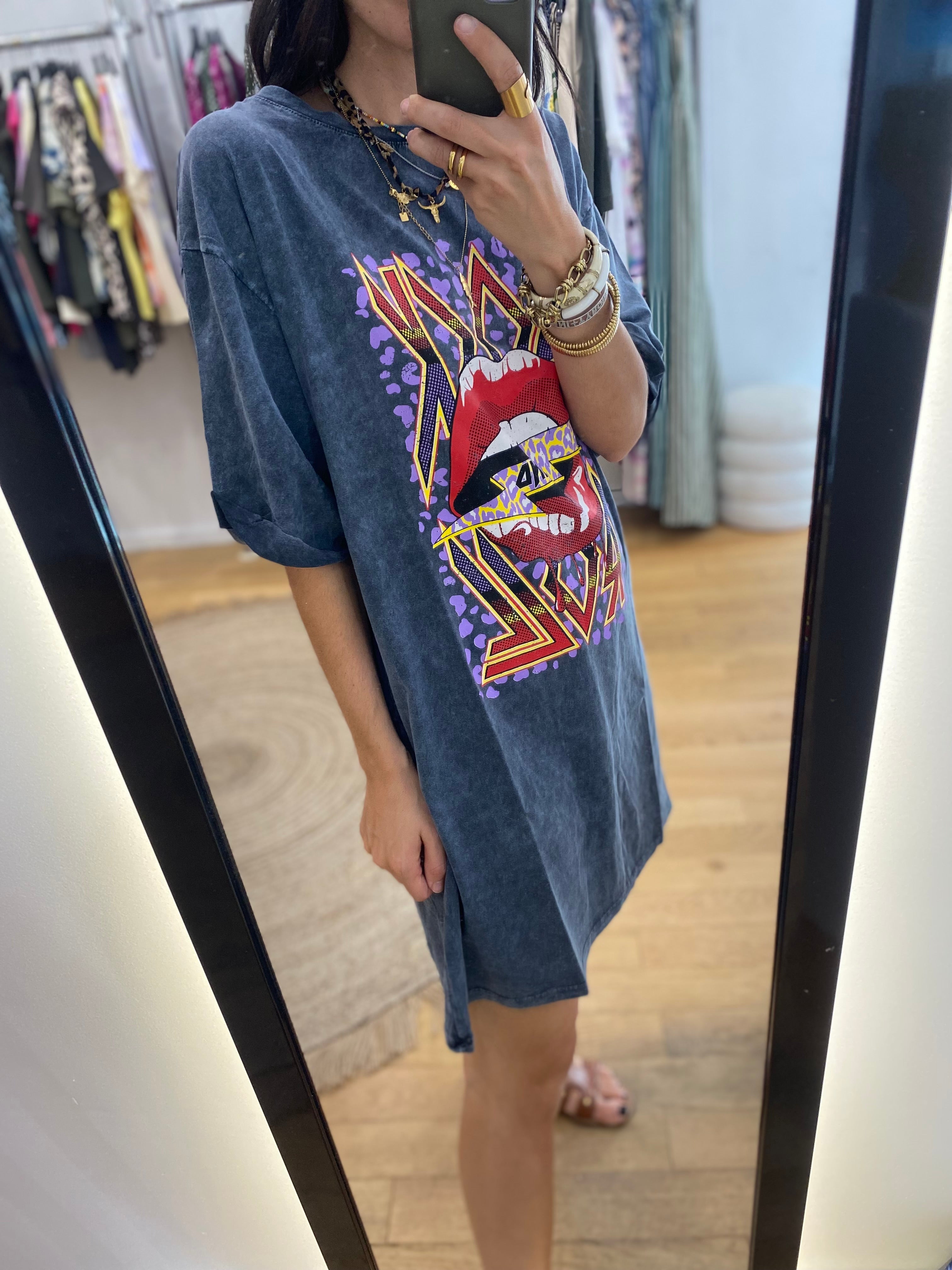 T-shirt long / robe T-shirt « rock and roll »