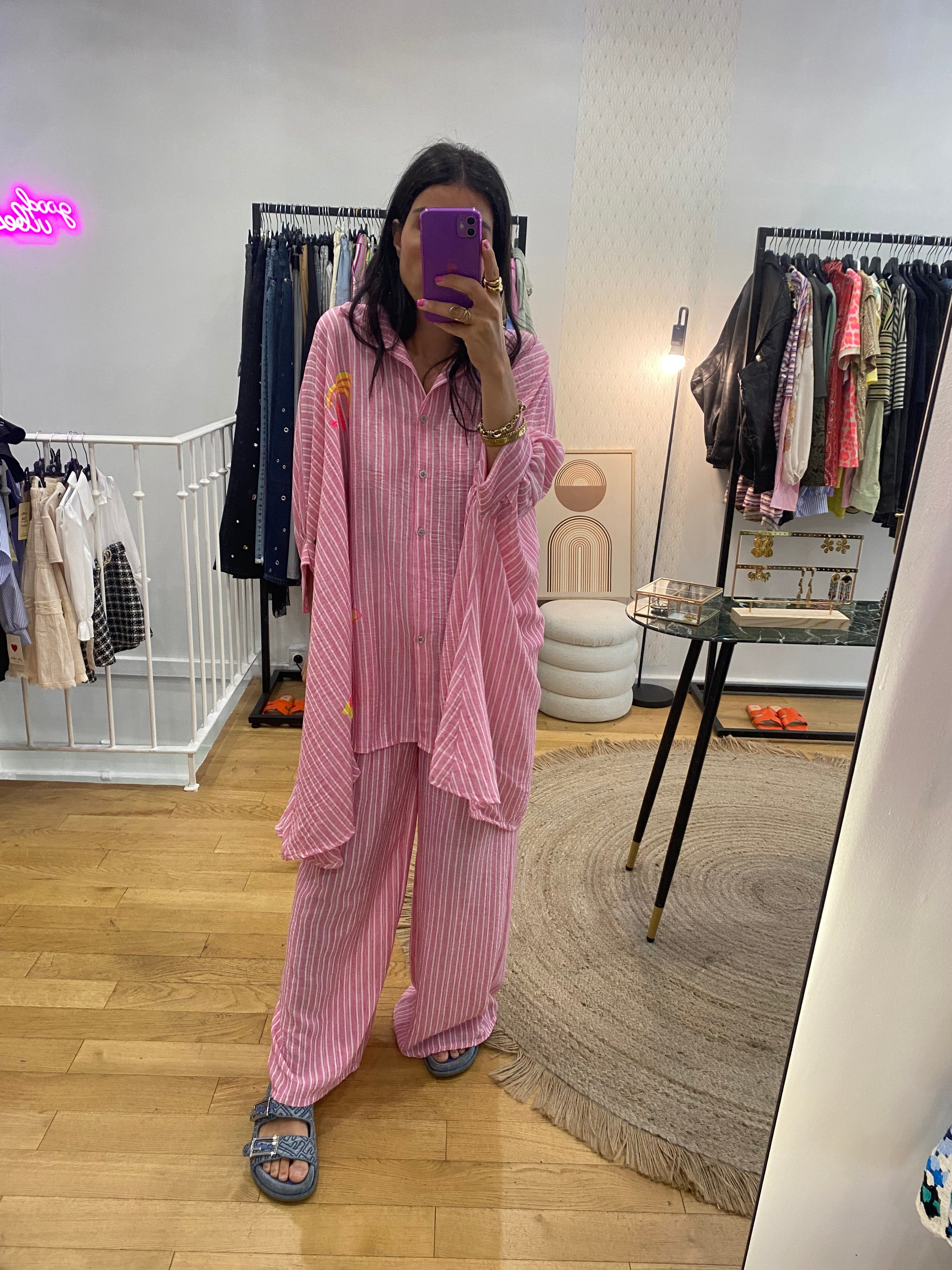 Robe Chemise « Jill » rayé rose