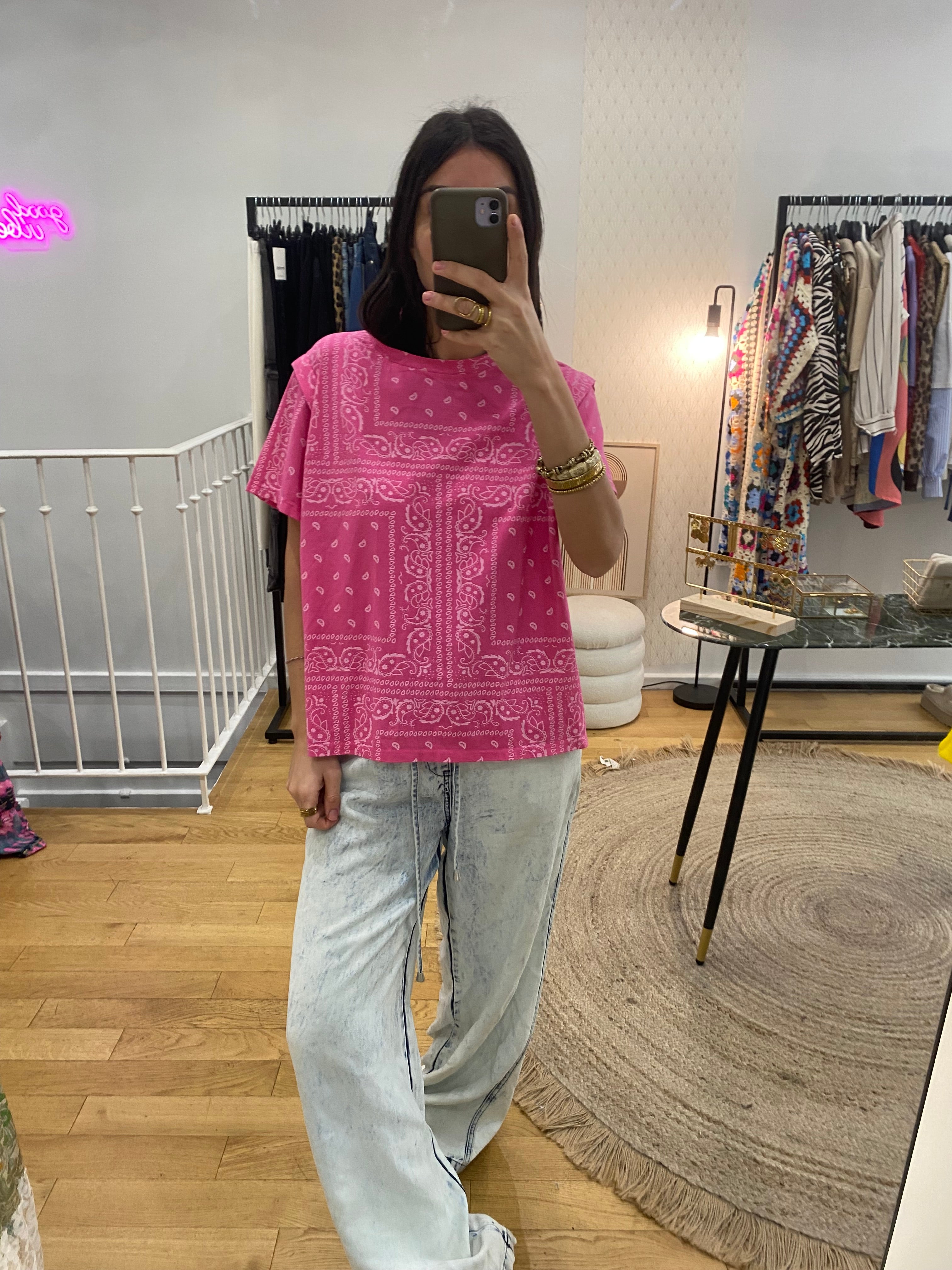 T-shirt « camille » bandana rose