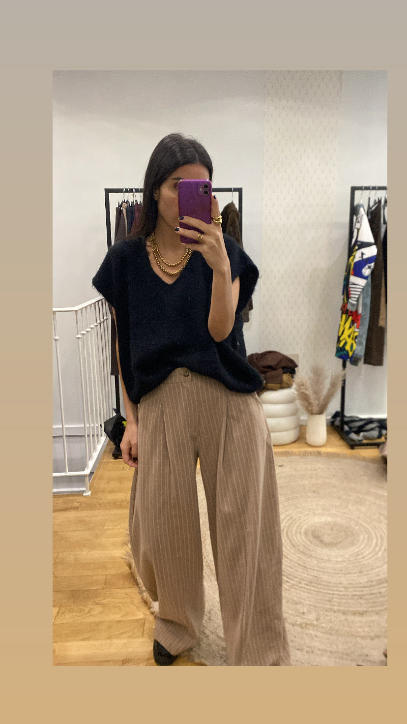 Pantalon « Loulou » rayé camel