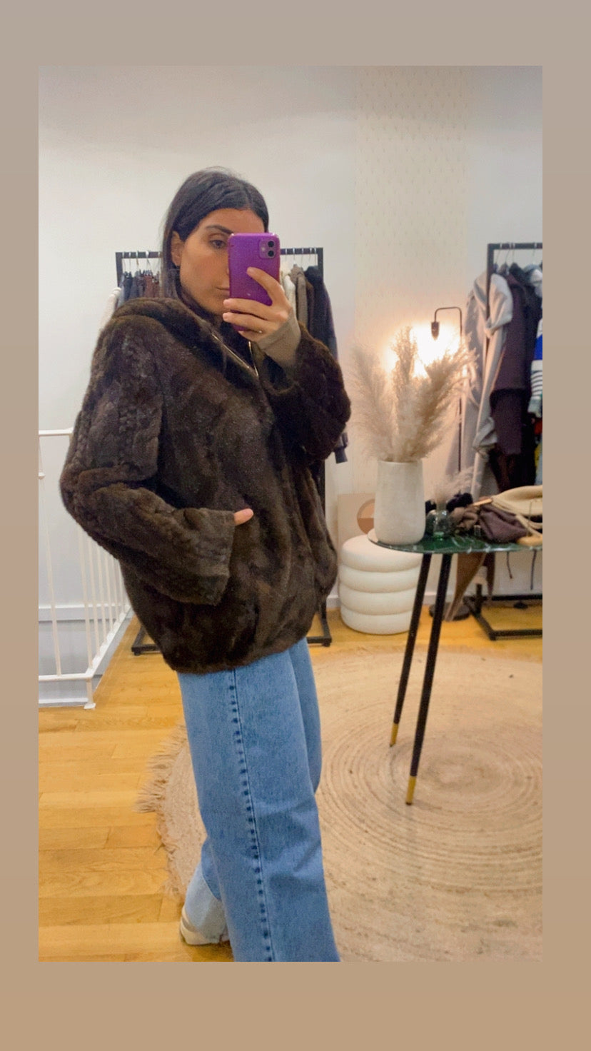 Veste « Mila » fausse fourrure marron