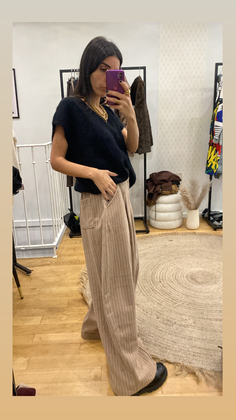 Pantalon « Loulou » rayé camel