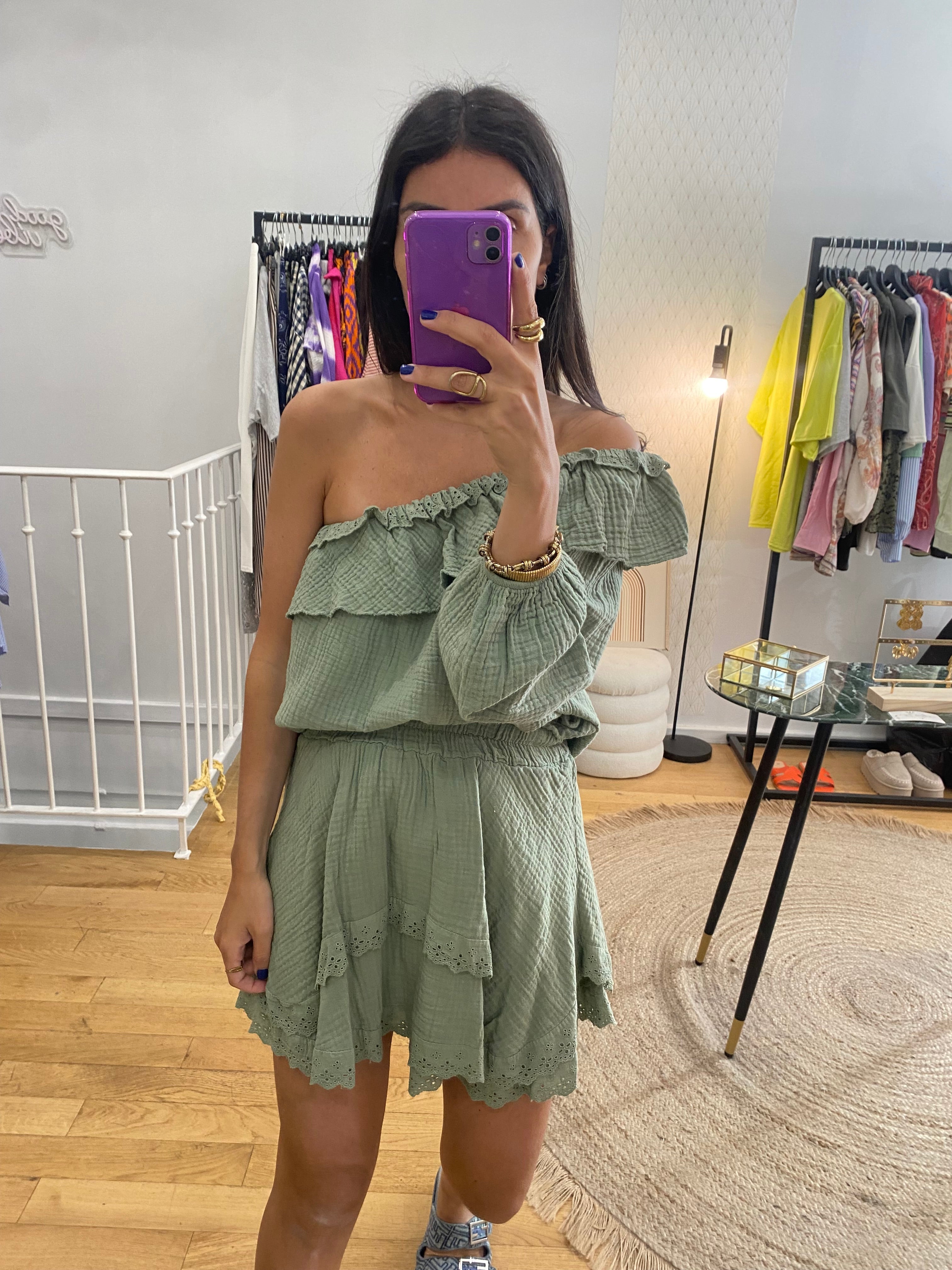 Top asymétrique « Nina » kaki