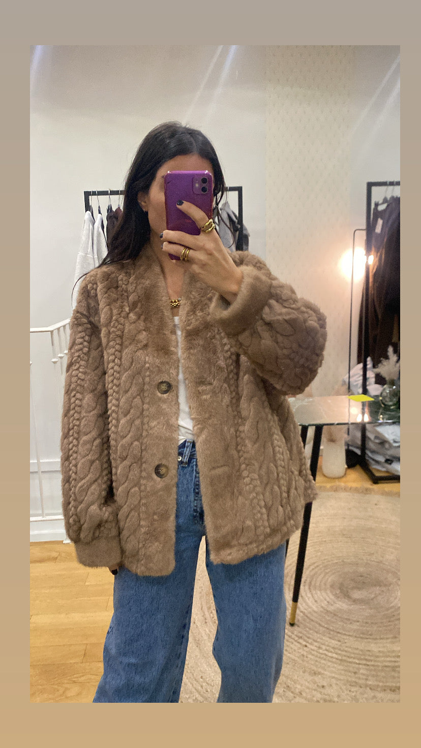 Veste « Bella » fausse fourrure camel