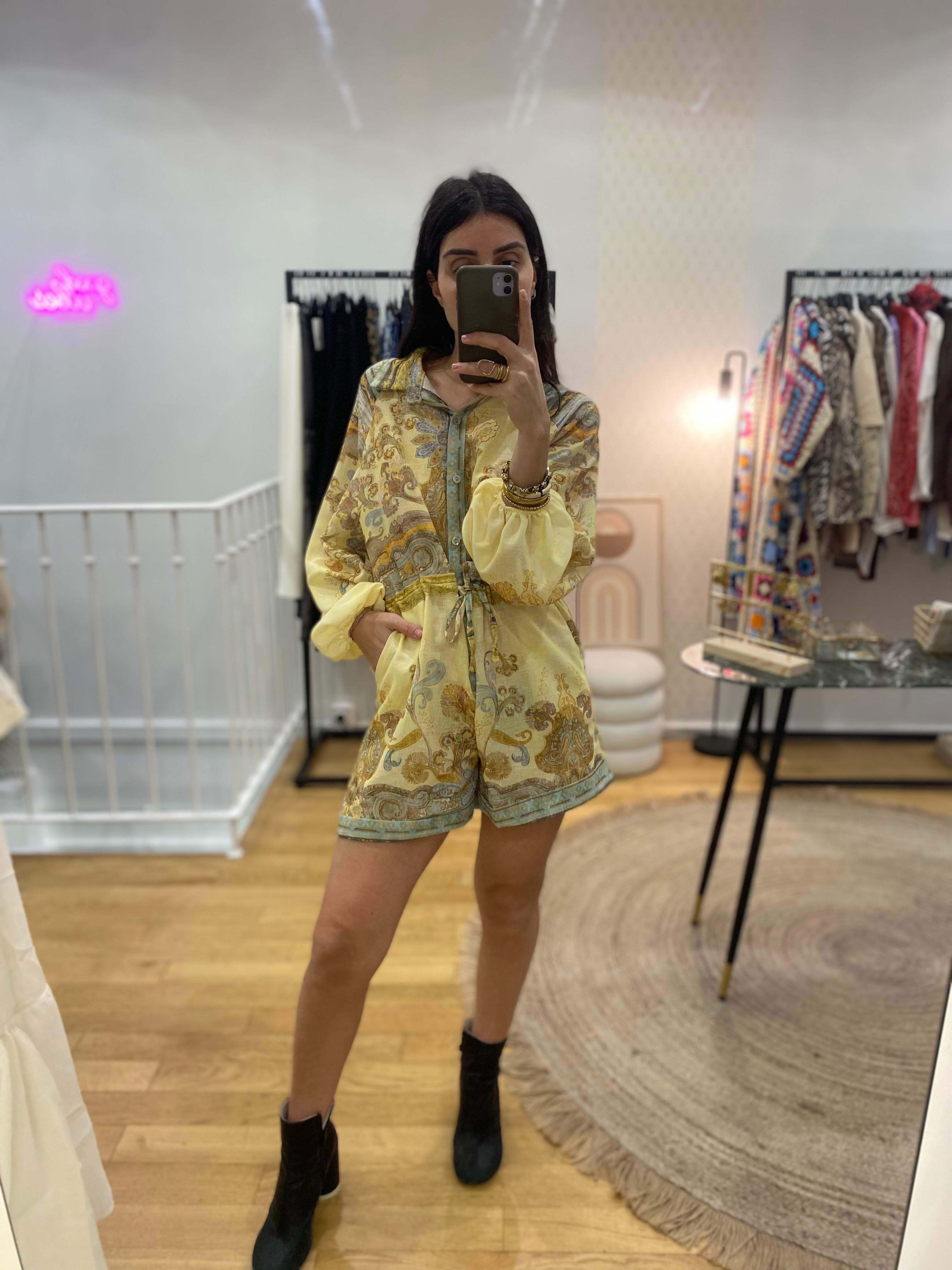 Combi short « Luna » jaune