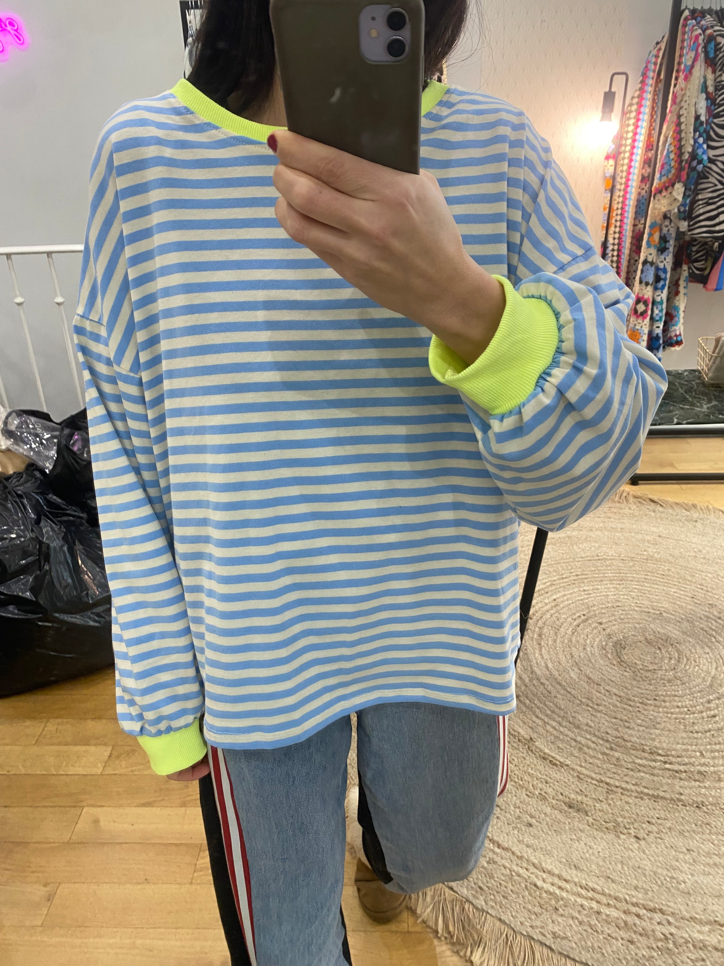 Pull « Louna » rayé bleu