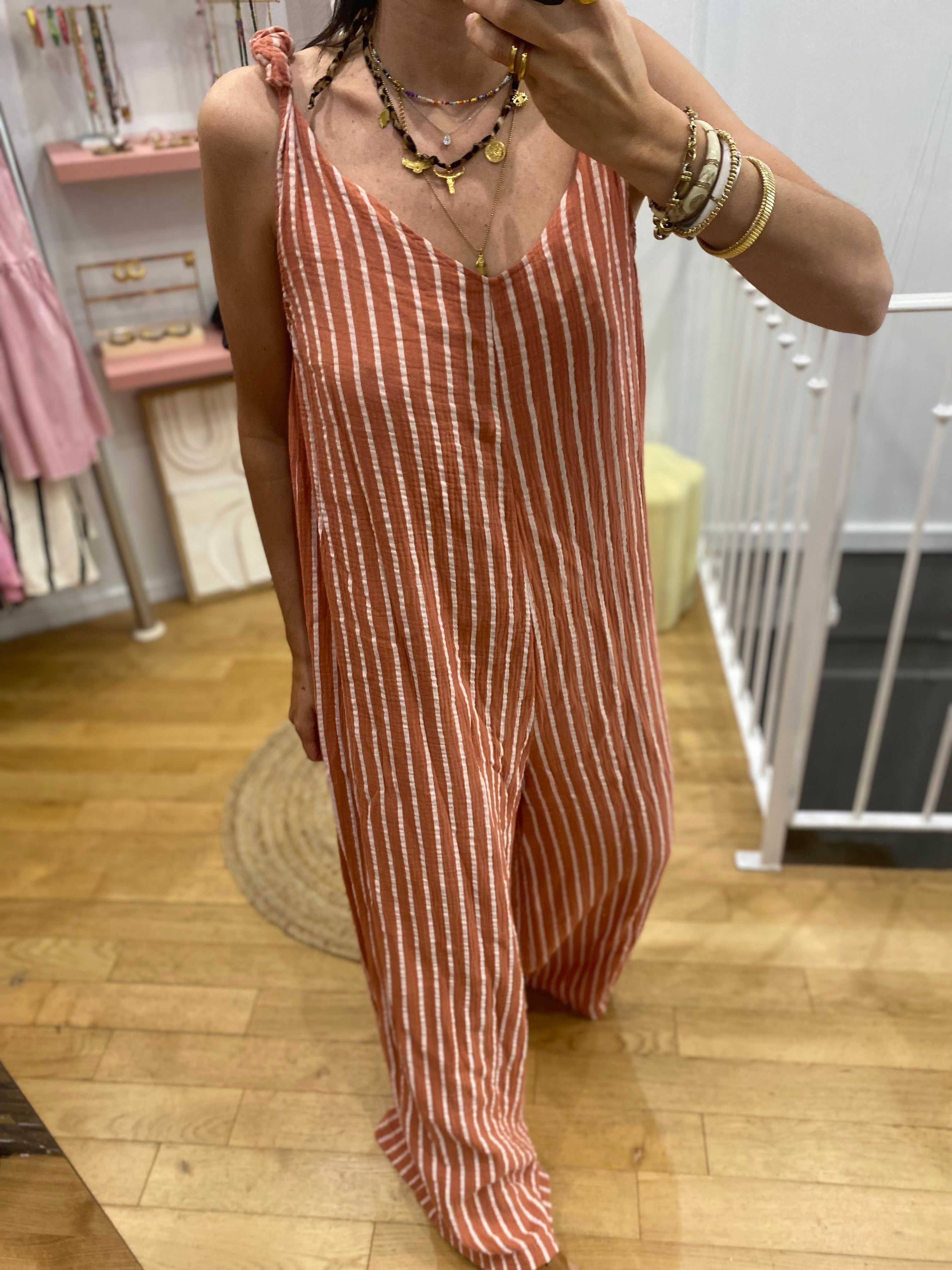Combinaison pantalon « noa » rayé rouille