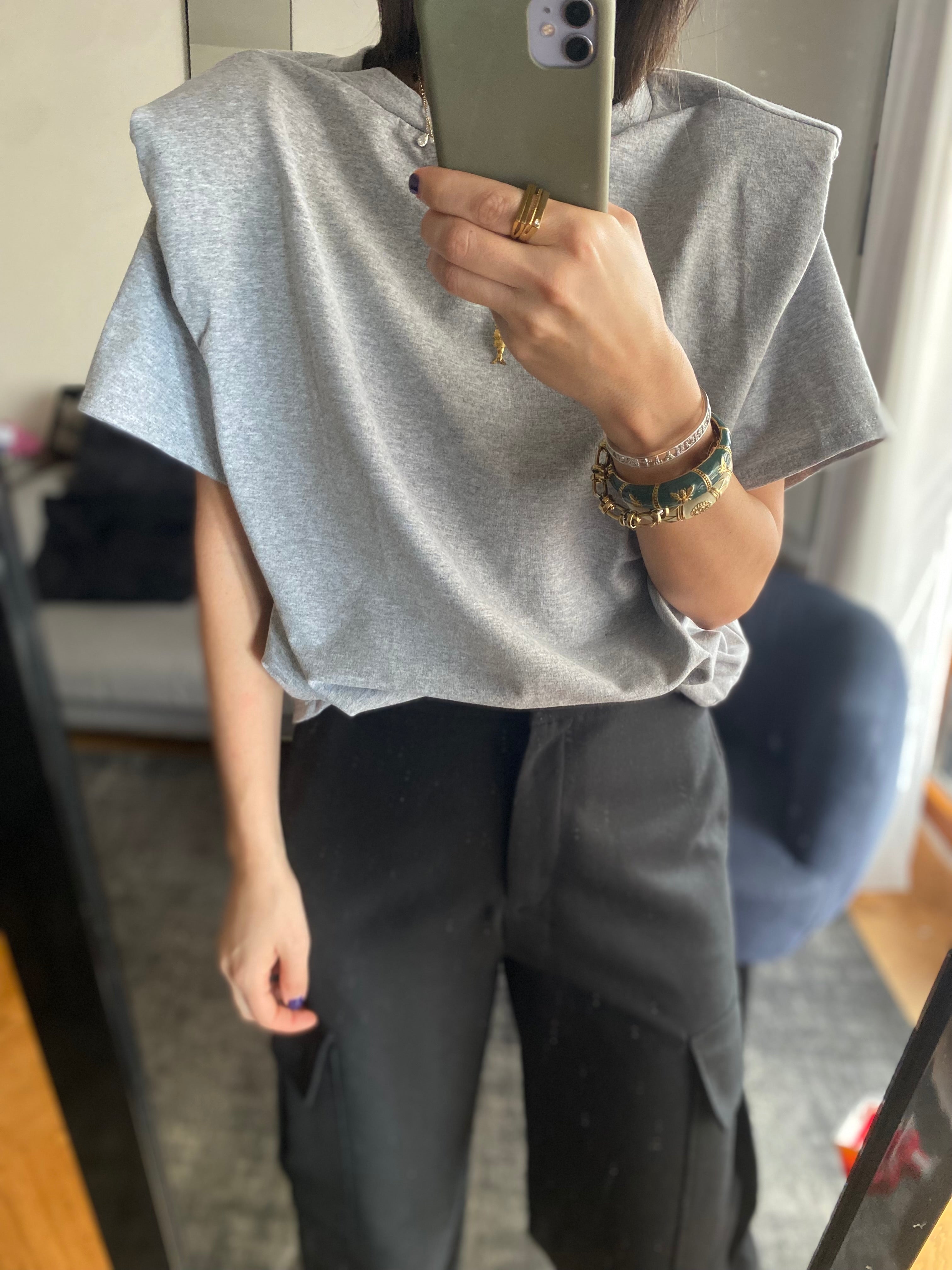 T-shirt épaulette gris