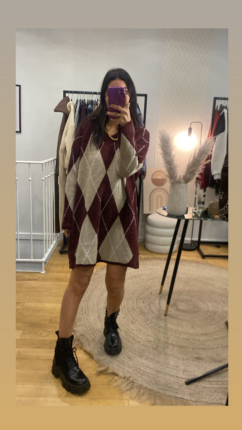 Robe pull « Éden » bordeaux