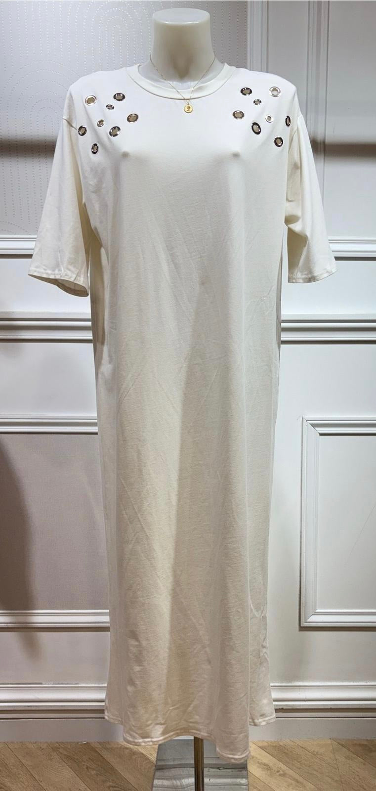 Robe œillet « Ary » écru