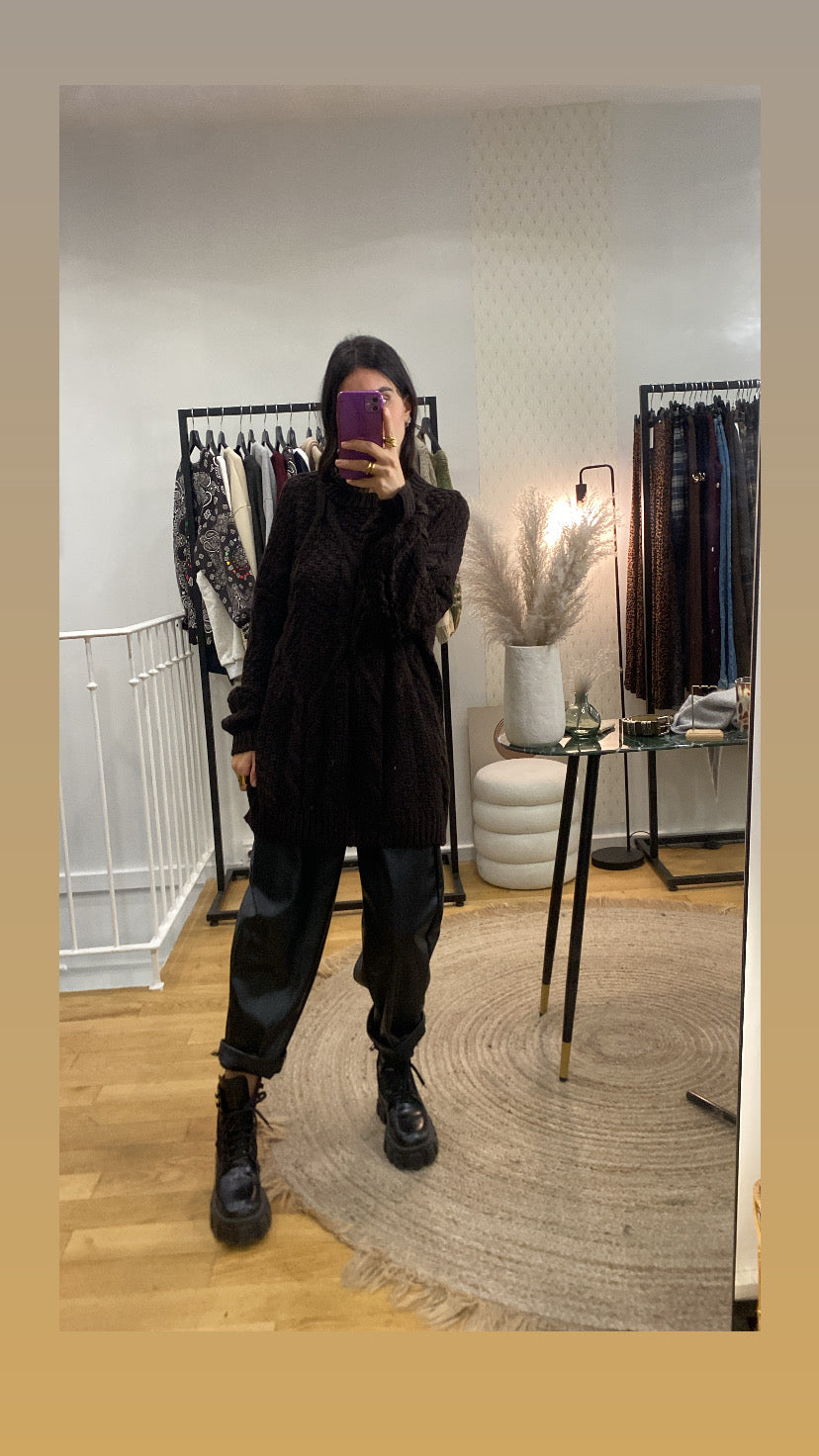 Pull torsadé « Daniela » marron