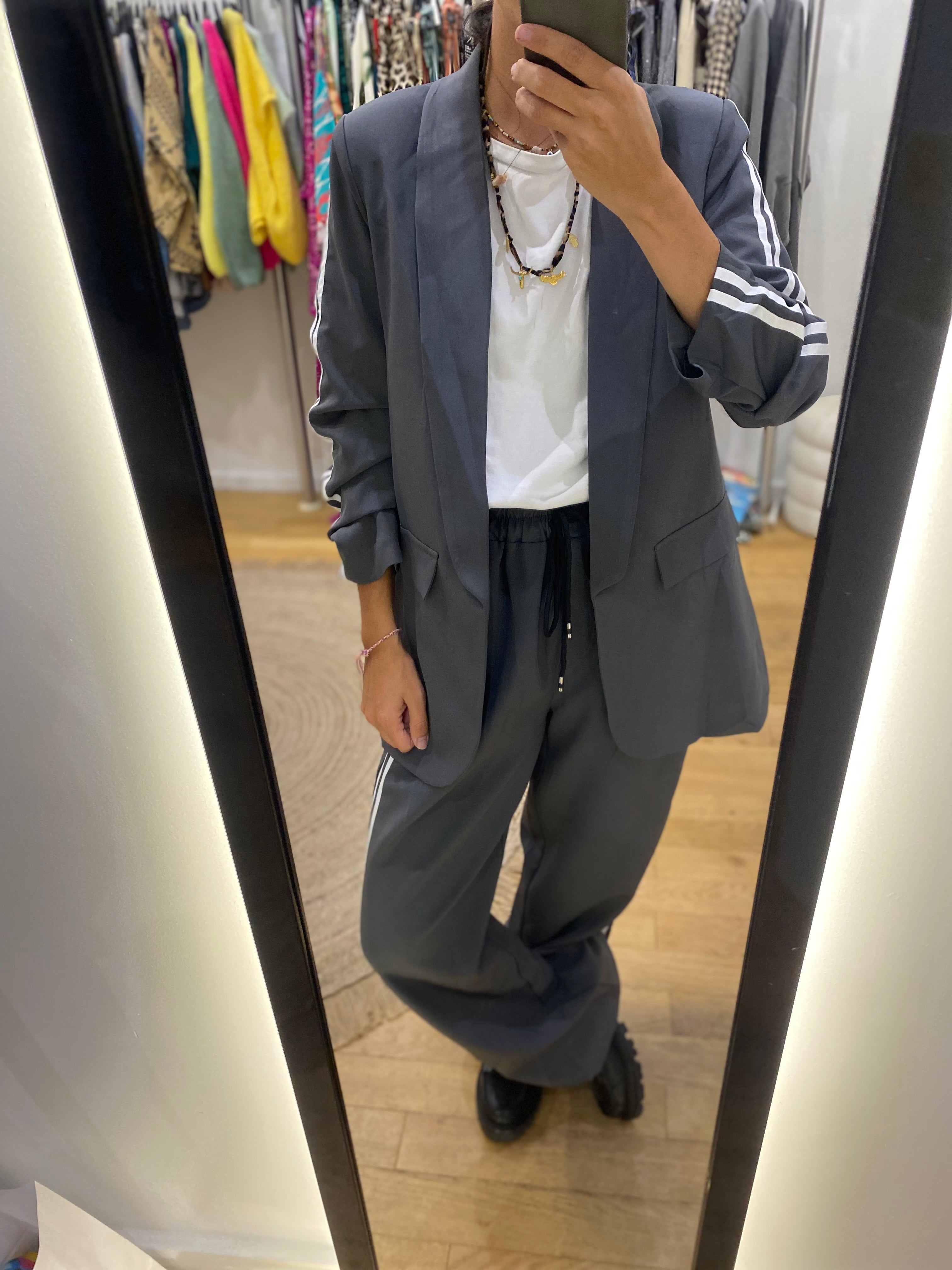 Ensemble pantalon / blazer « Jade » gris