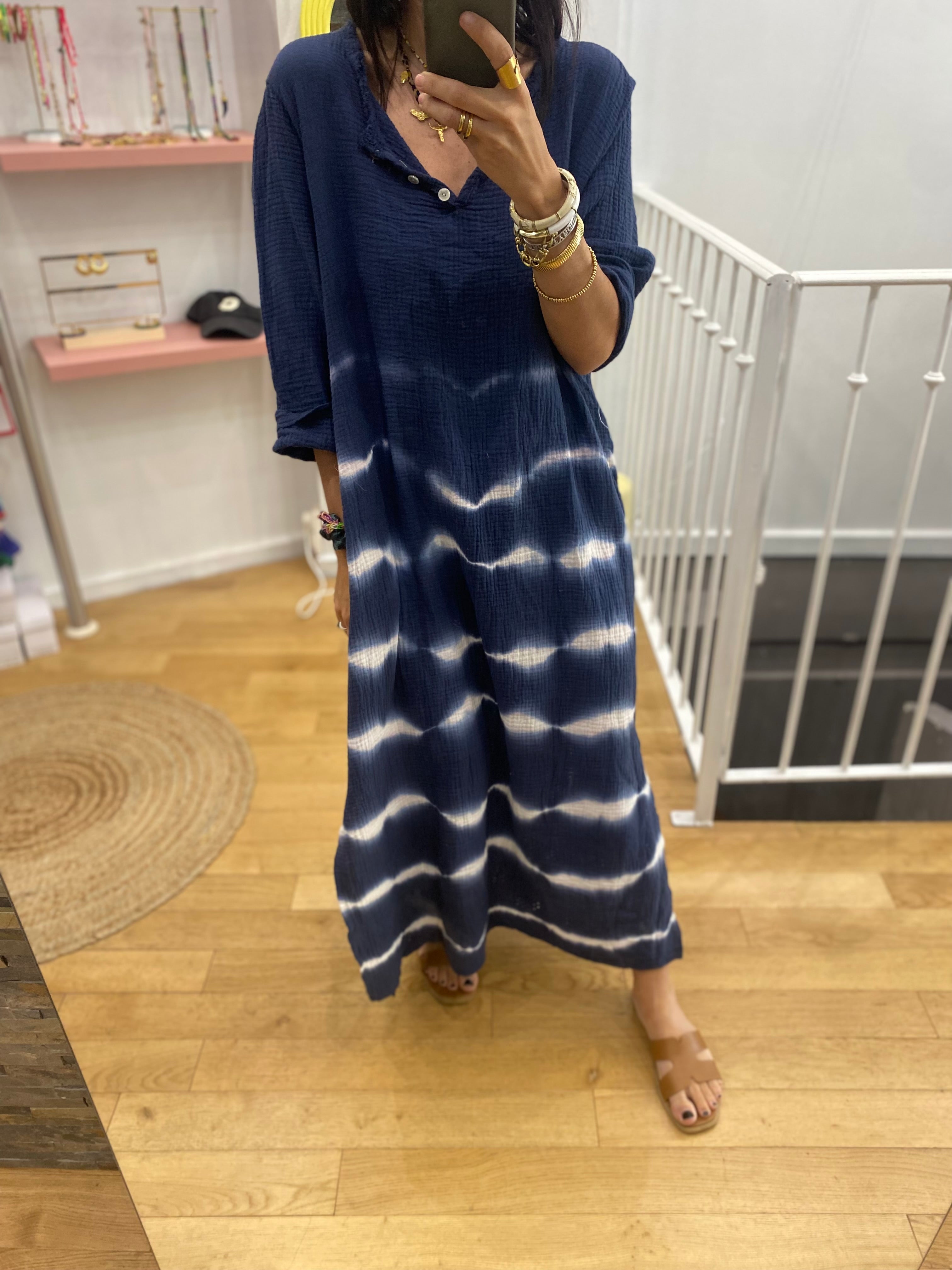 Robe « romy » tie and dye bleu marine