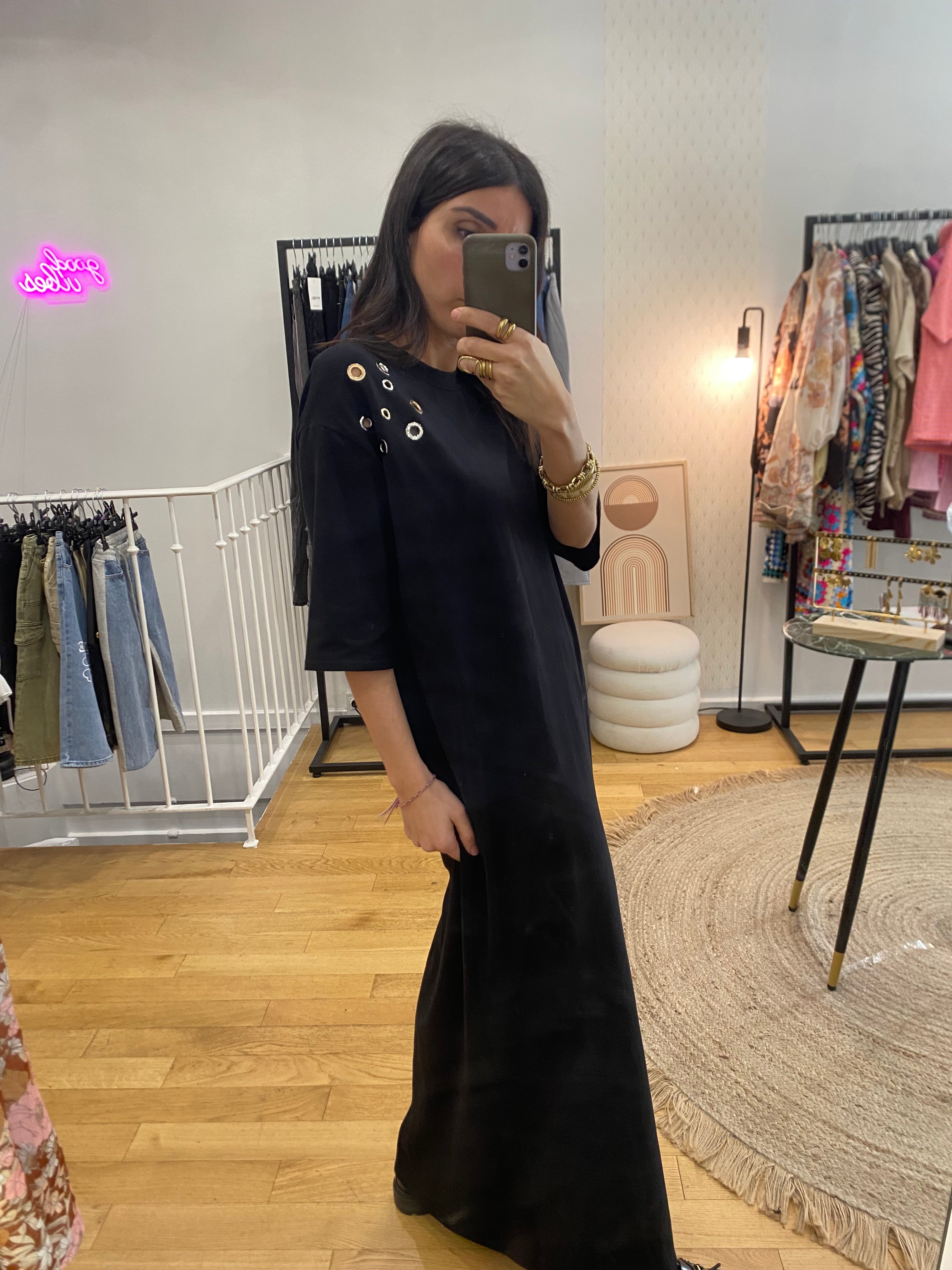 Robe œillet « Ary » noir